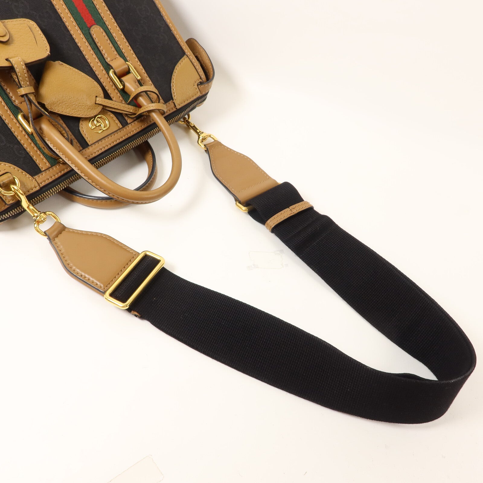GUCCI 帆布/牛皮皮革Bauletto Medium Top手挽肩背兩用袋