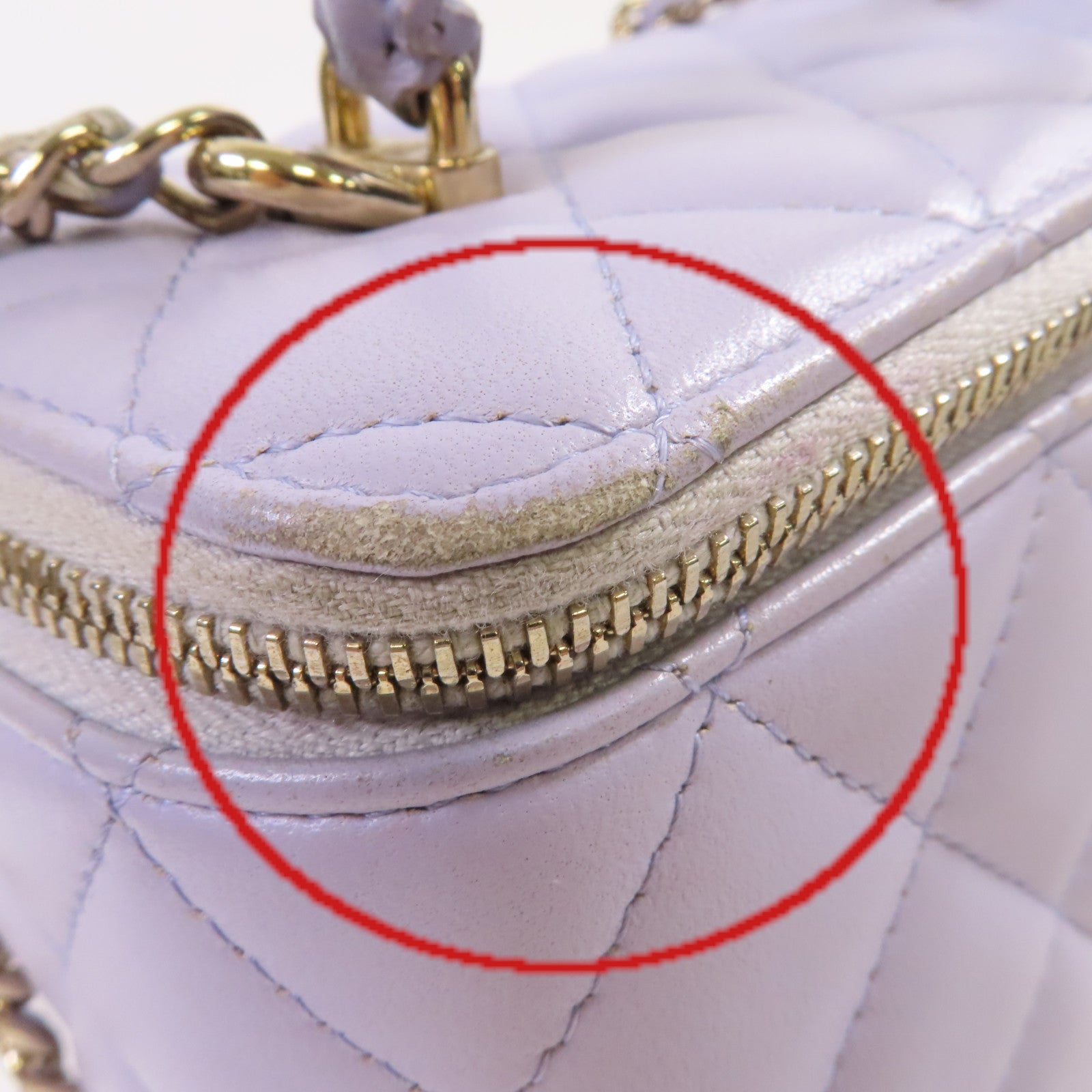 CHANEL 菱格羊皮皮革Vanity Case Shoulder Bag金扣鏈帶手挽肩背兩用袋紫色