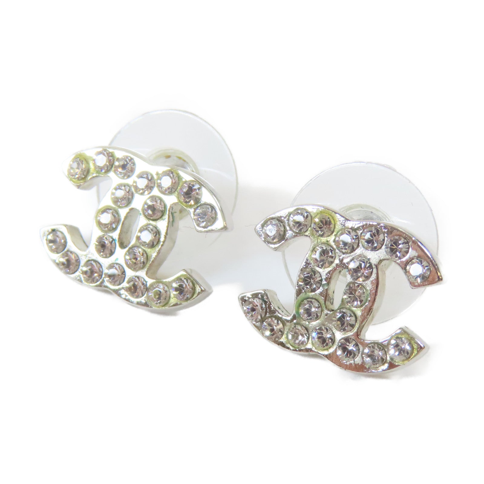 CHANEL 金屬/水晶Earrings耳環銀色
