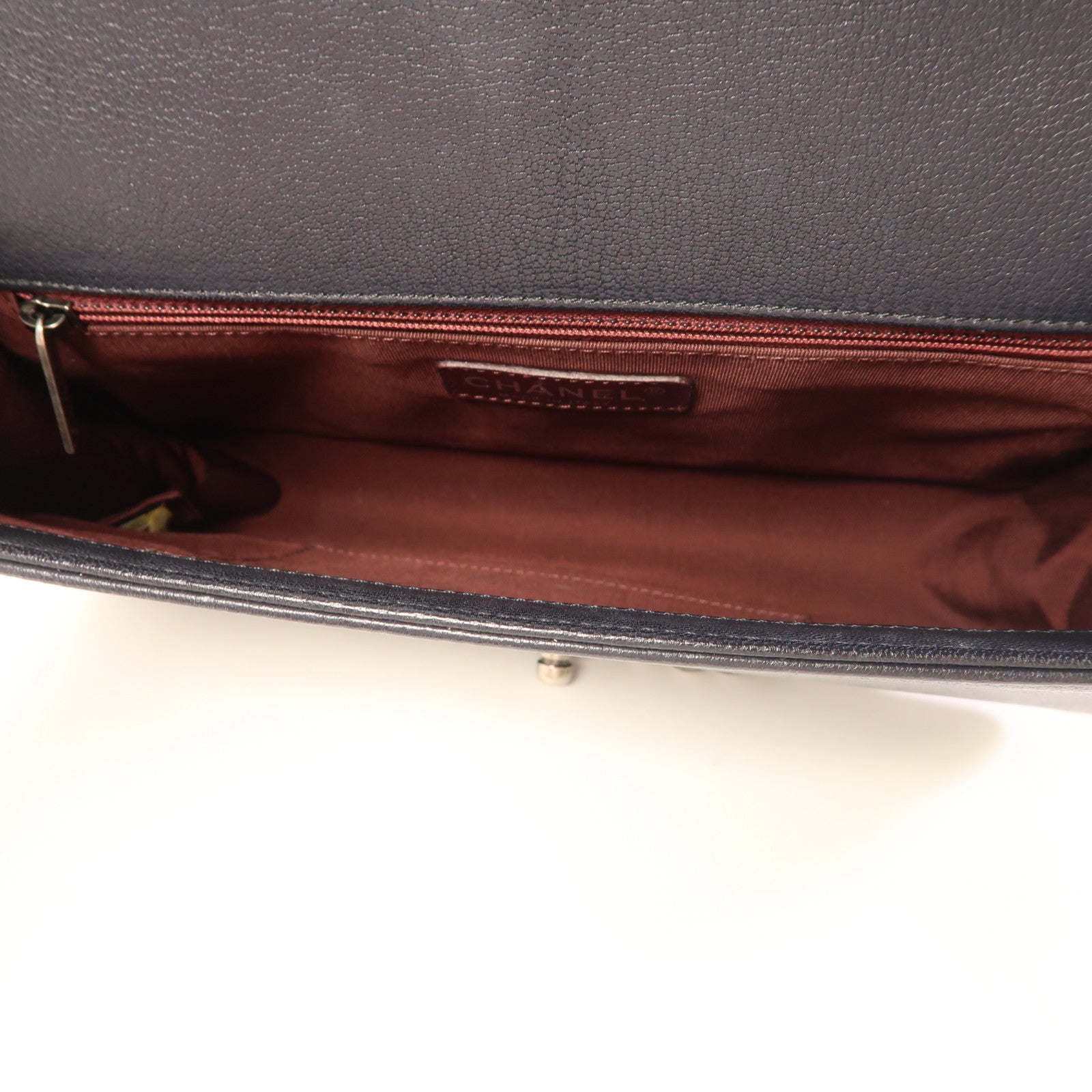 CHANEL CC Boy 28 Chain Shoulder Bag Calfskin Leather Black