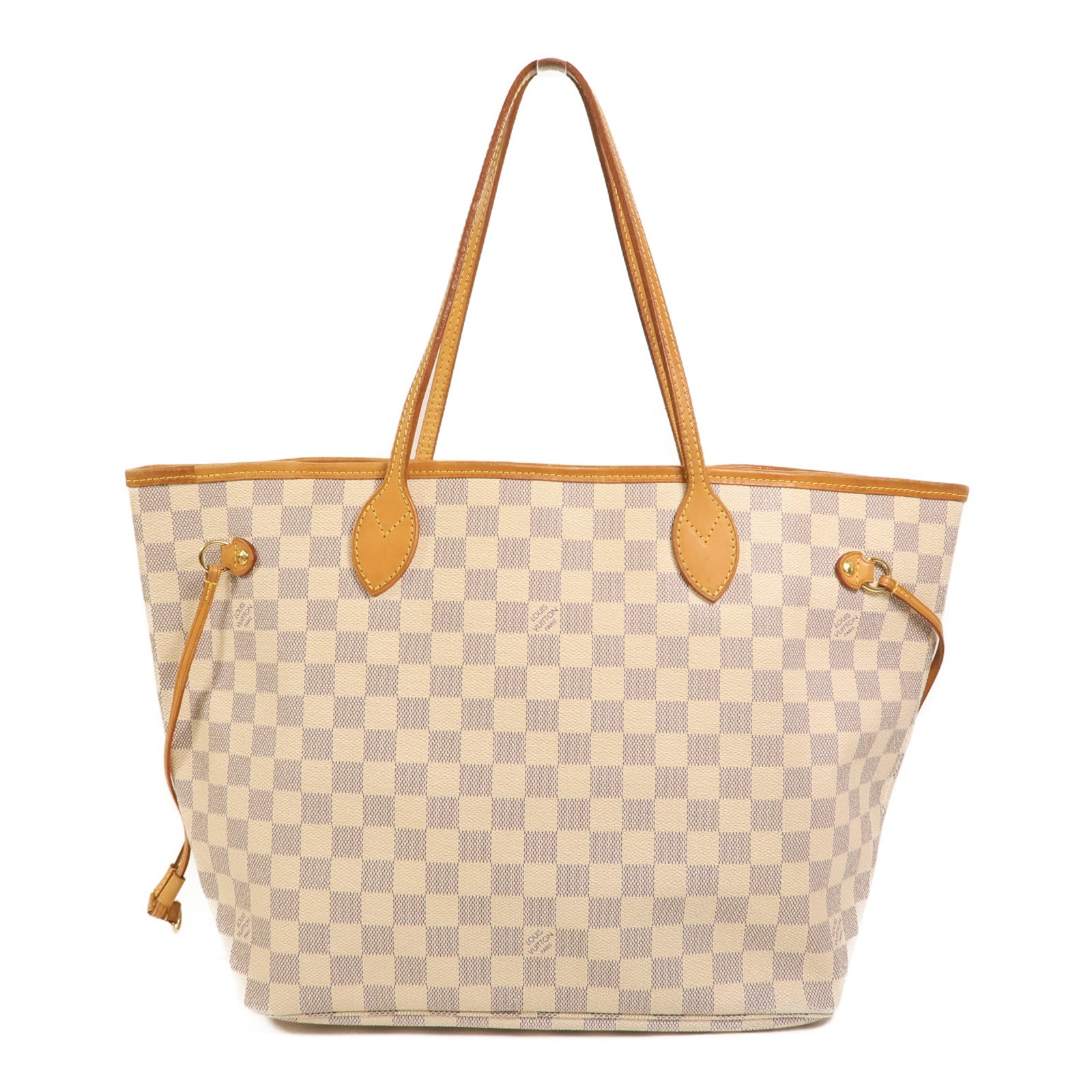 LOUIS VUITTON Damier Azur Neverfull MM金扣手挽袋