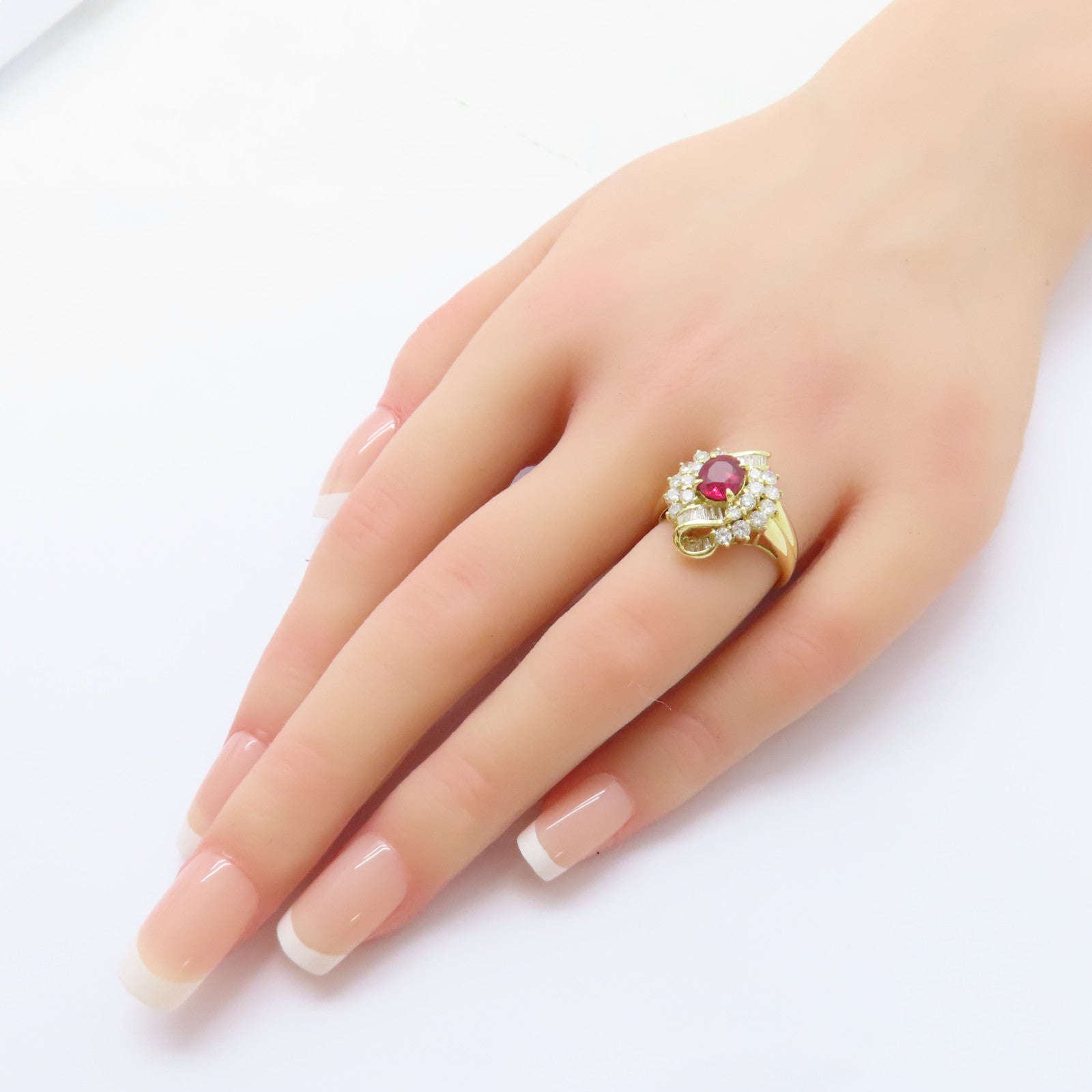 JEWELRY 18K黃金/1.15ct紅寶石/1.05ct鑽石Ruby Ring戒指US#6.25
