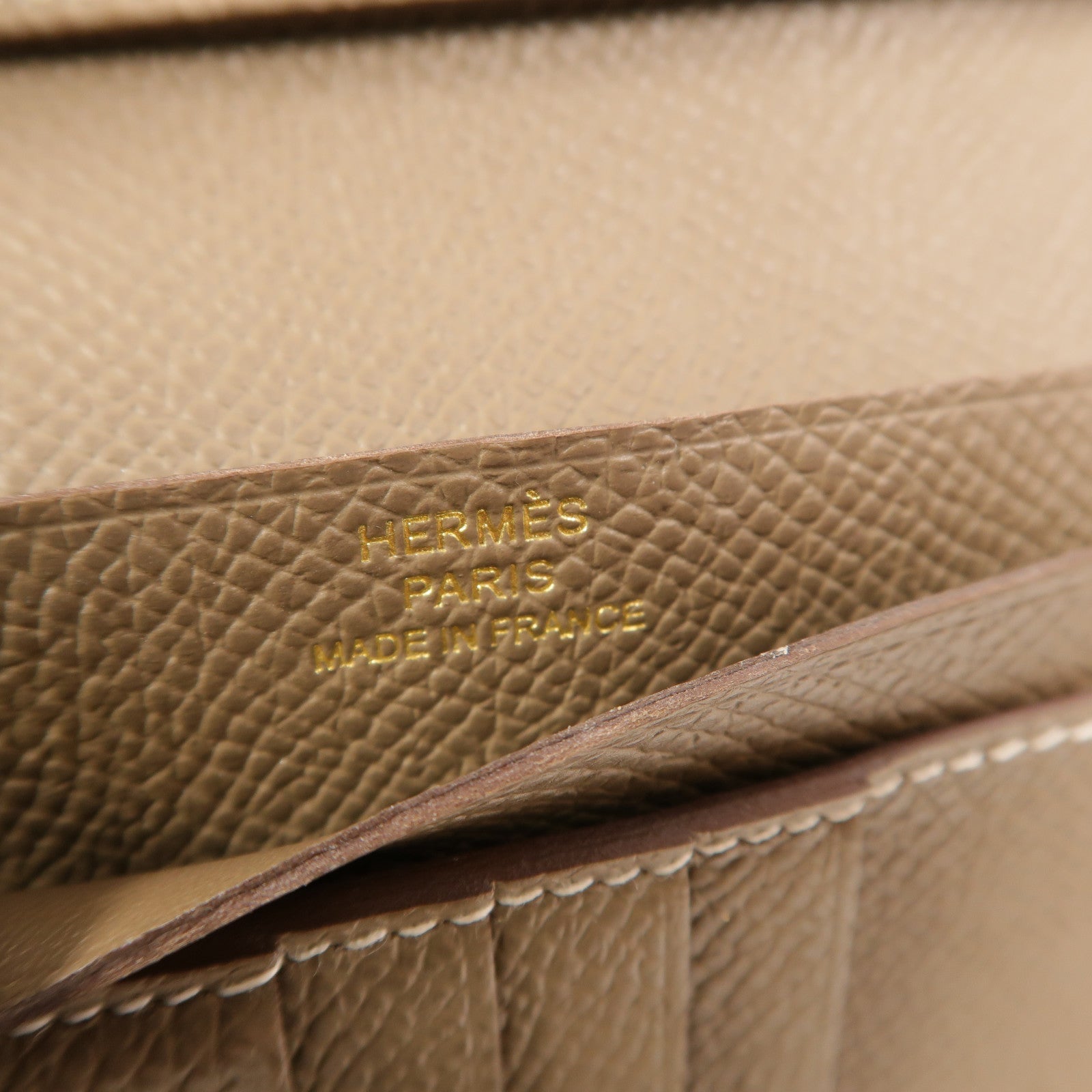 HERMES Epsom皮革Bearn Compact Wallet錢包Etoupe