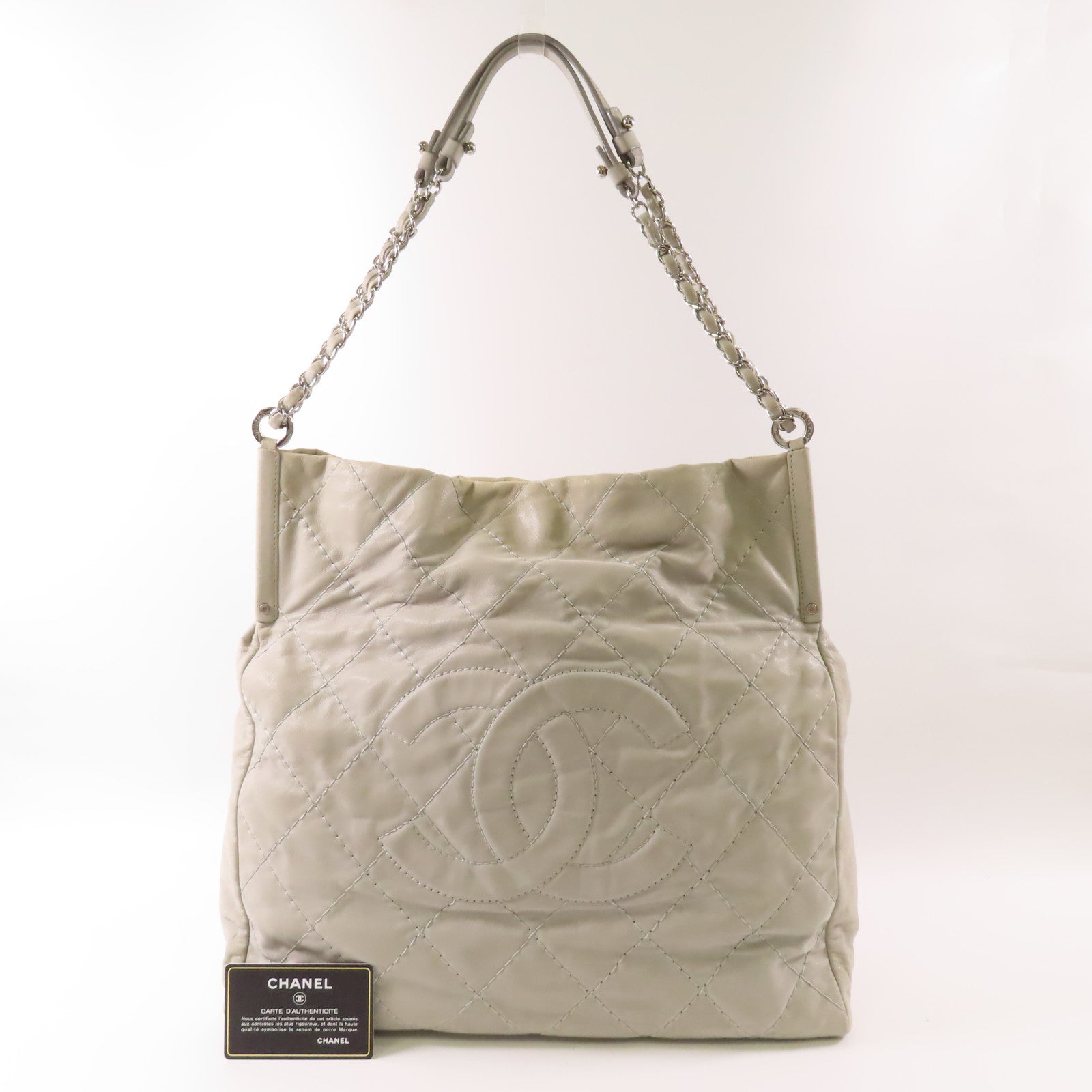 CHANEL 皮革Shoulder Bag銀扣鏈帶肩背袋