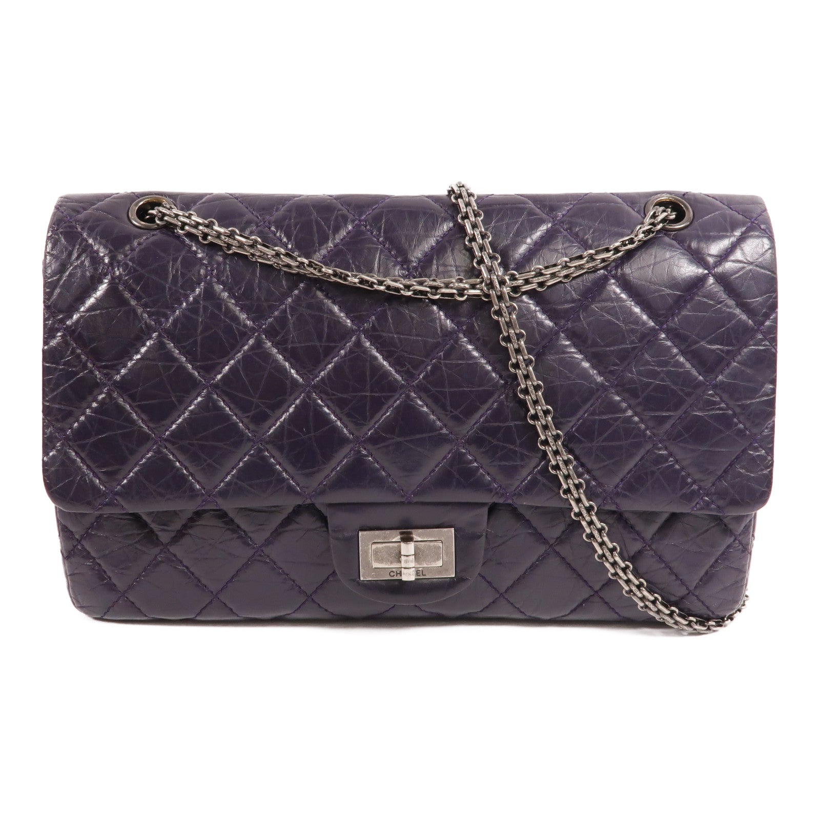 CHANEL 牛皮皮革2.55 Maxi鏈帶肩背袋