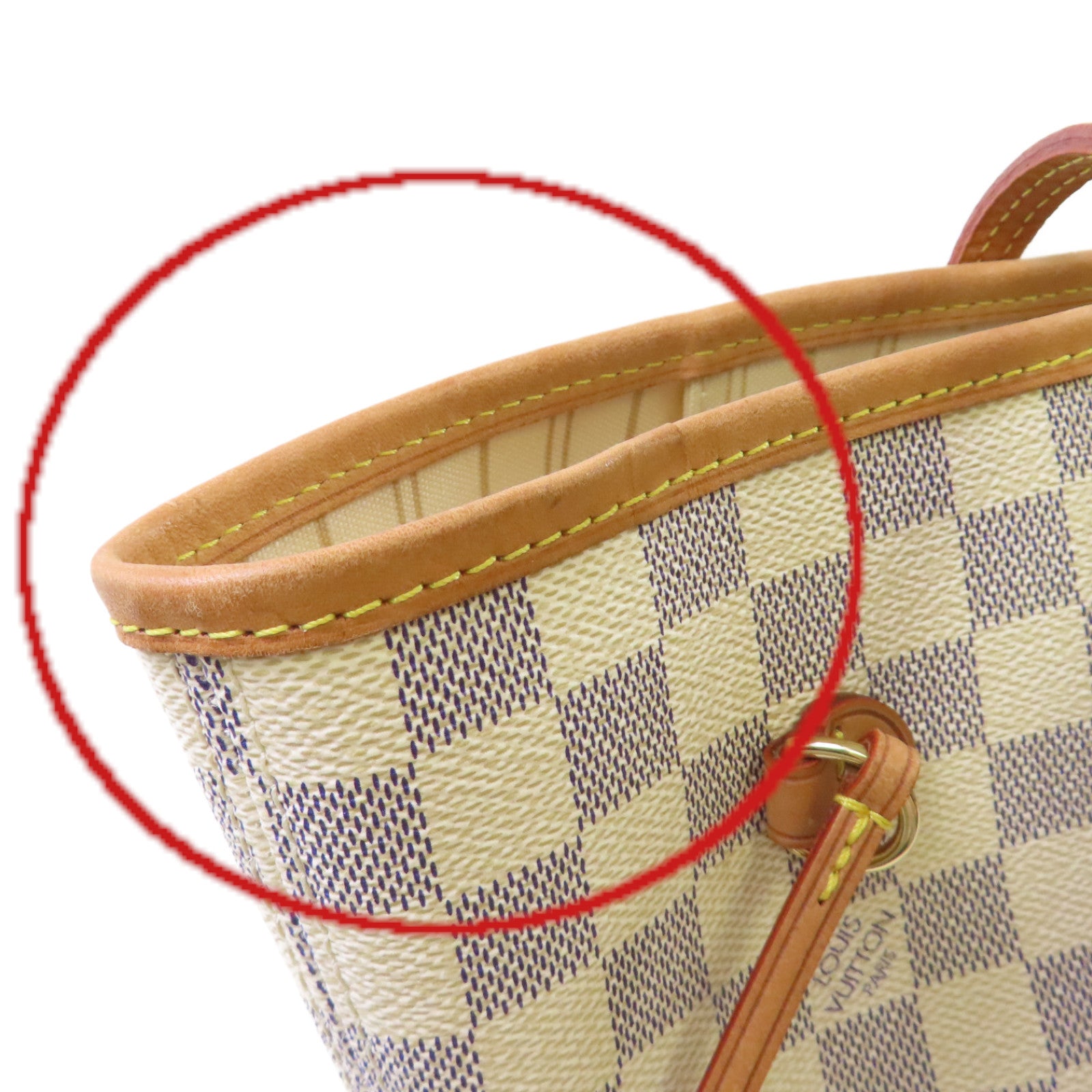 LOUIS VUITTON 【激減優惠】Damier Azur Neverfull MM Tote Bag金扣肩背袋米白色