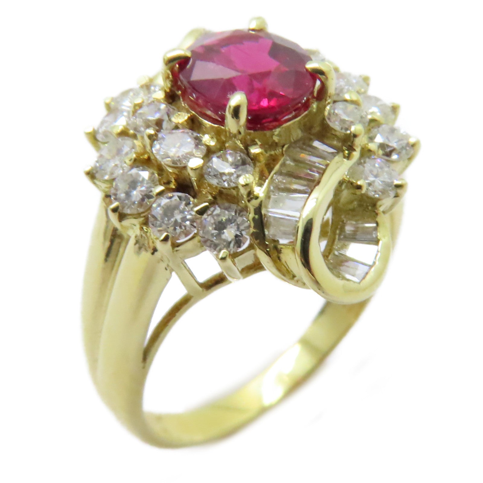 JEWELRY 18K黃金/1.15ct紅寶石/1.05ct鑽石Ruby Ring戒指US#6.25