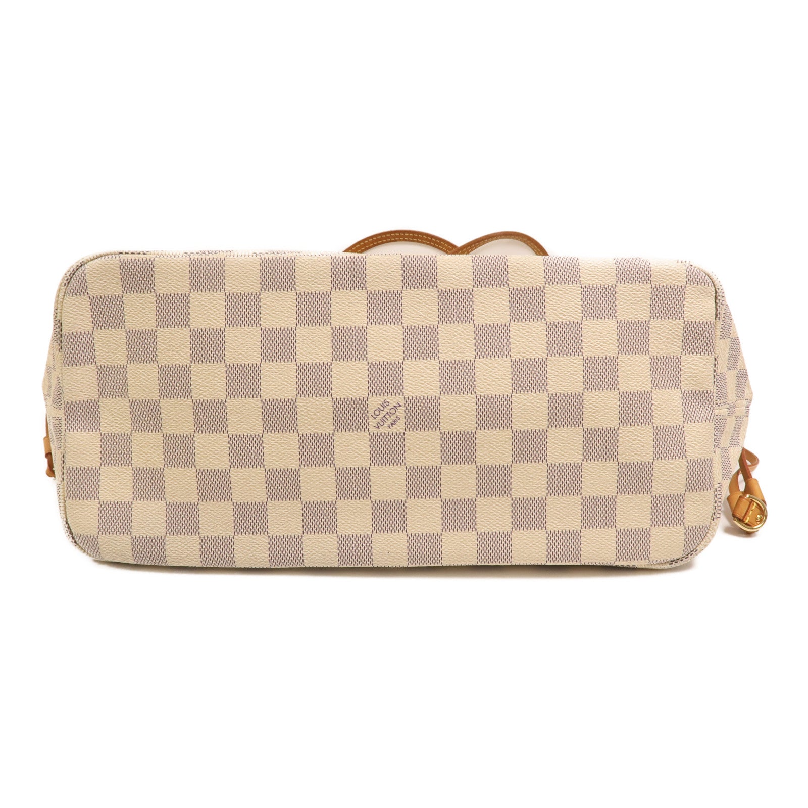 LOUIS VUITTON Damier Azur Neverfull MM金扣手挽袋