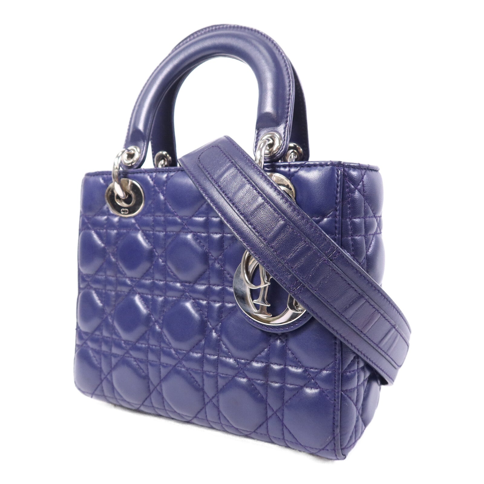 Dior 羊皮皮革Lady Dior Small銀扣手挽肩背兩用袋