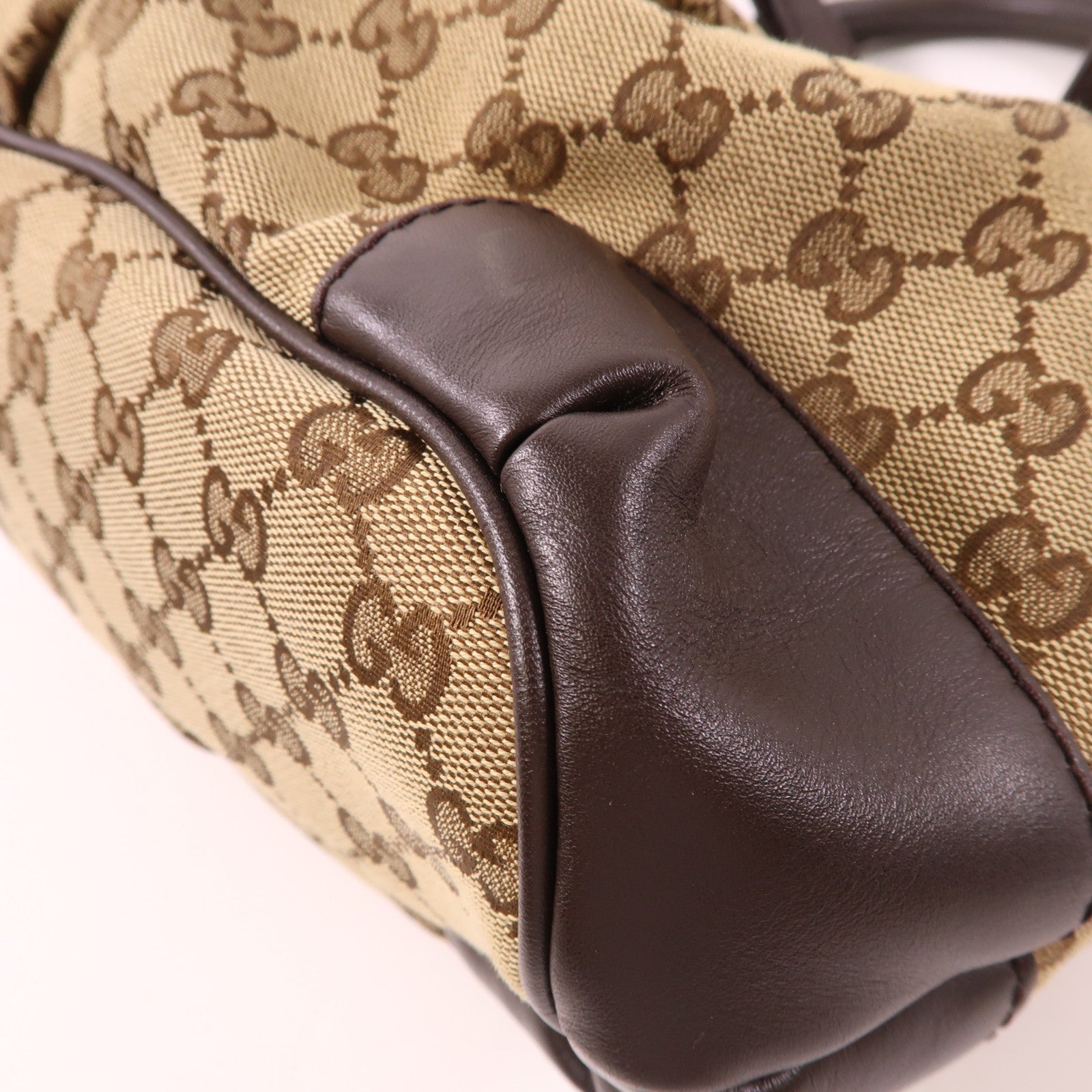 GUCCI 帆布2 Way Shoulder銀扣手挽肩背兩用袋啡色