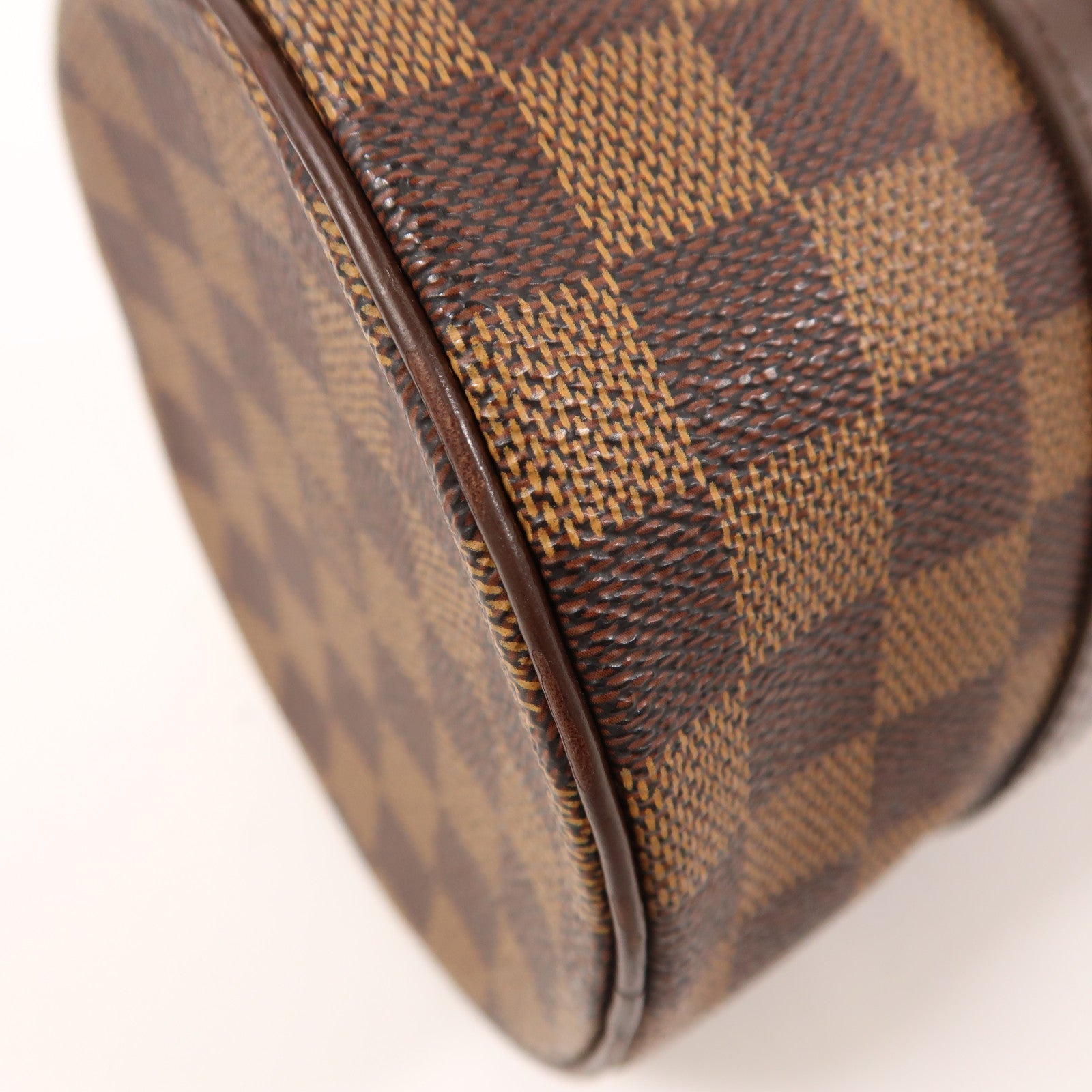 LOUIS VUITTON Damier Papillon PM金扣手挽袋棕色