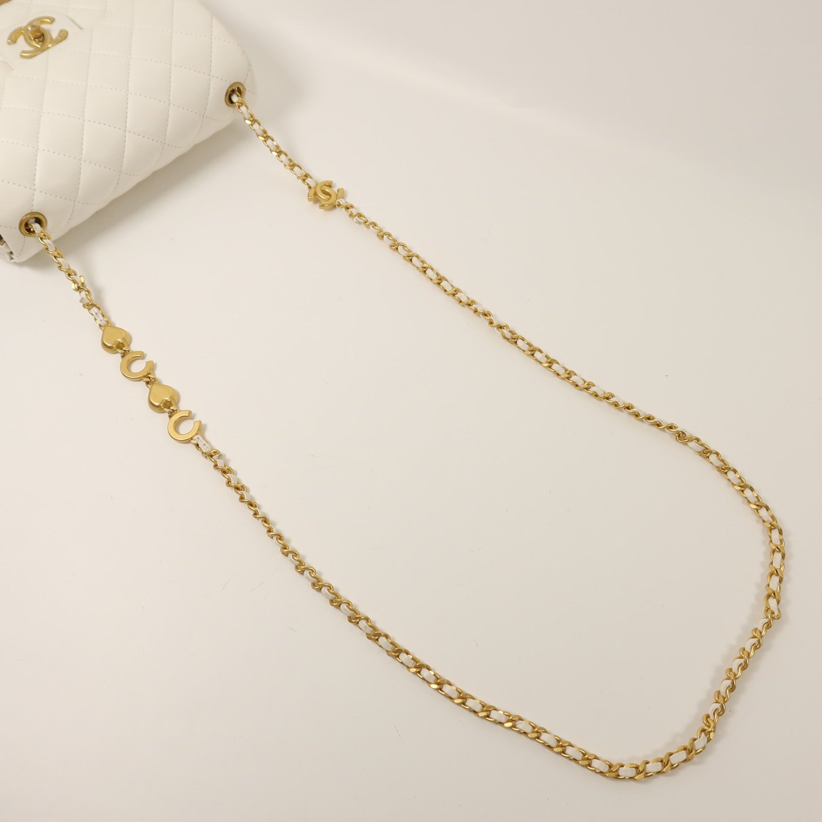 CHANEL 羊皮皮革Chain Shoulder金扣鏈帶肩背袋