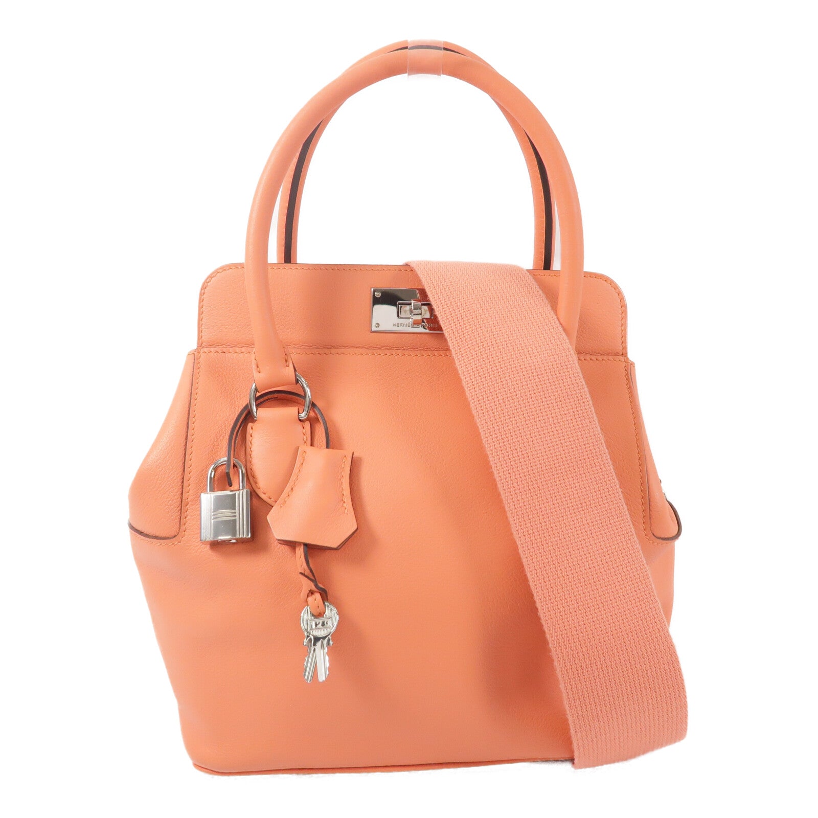 HERMES Evercolor皮革Toolbox 20手挽肩背兩用袋Crevette