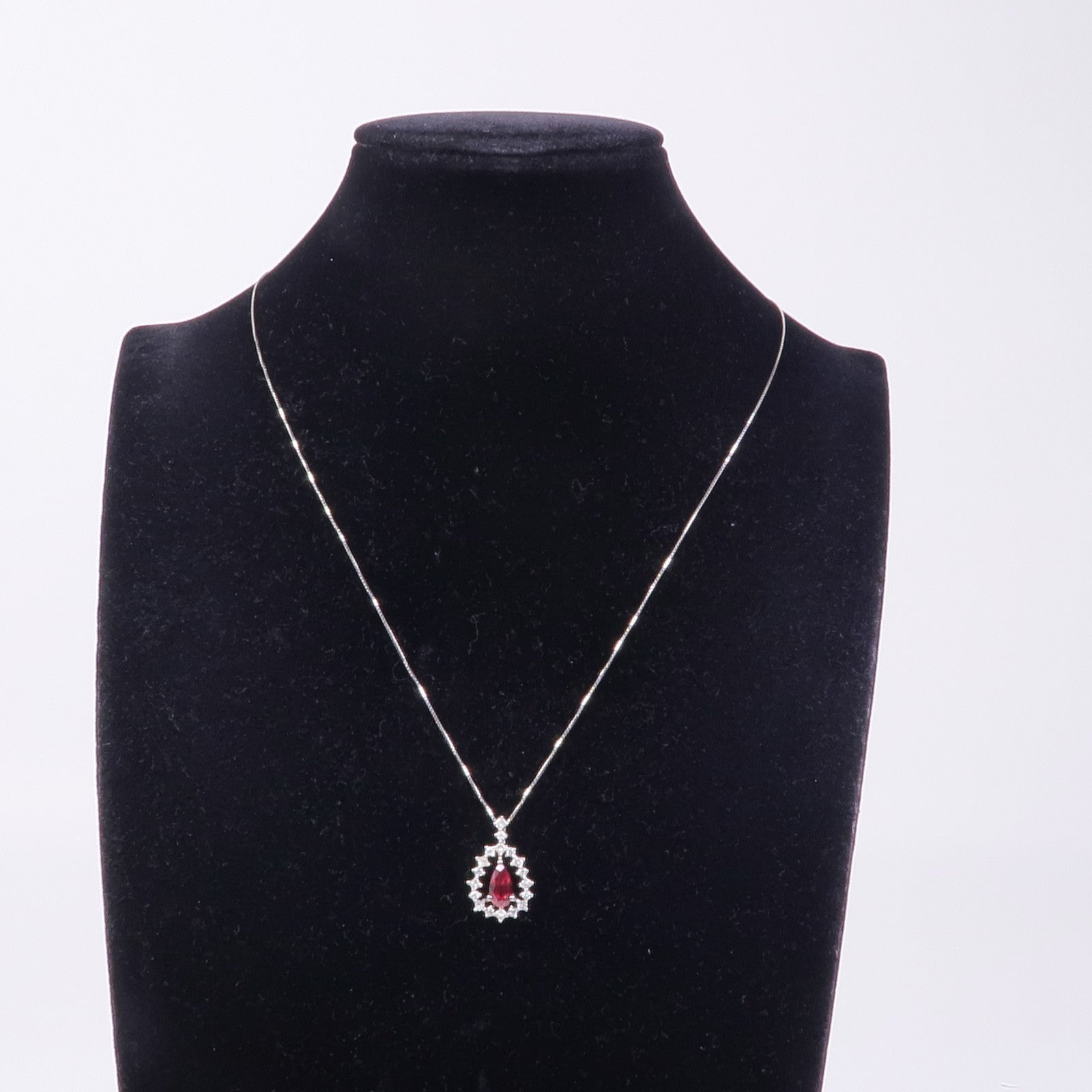 JEWELRY 【激減優惠】PT900/PT850鉑金Ruby紅寶石Diamond Necklace鑽石項鍊