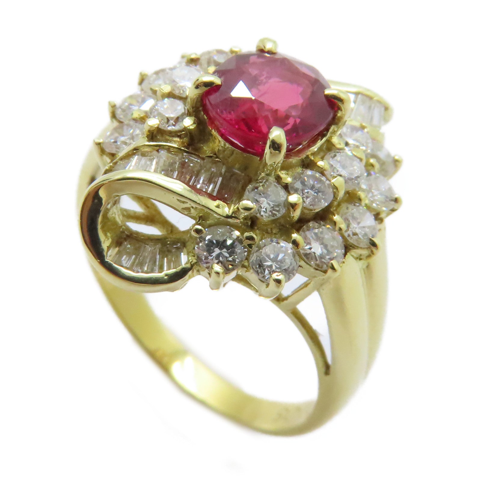JEWELRY 18K黃金/1.15ct紅寶石/1.05ct鑽石Ruby Ring戒指US#6.25