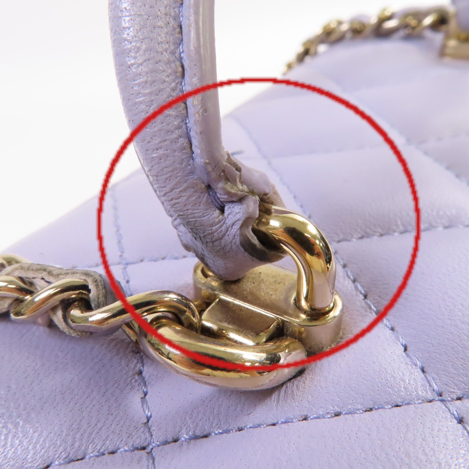 CHANEL 菱格羊皮皮革Vanity Case Shoulder Bag金扣鏈帶手挽肩背兩用袋紫色