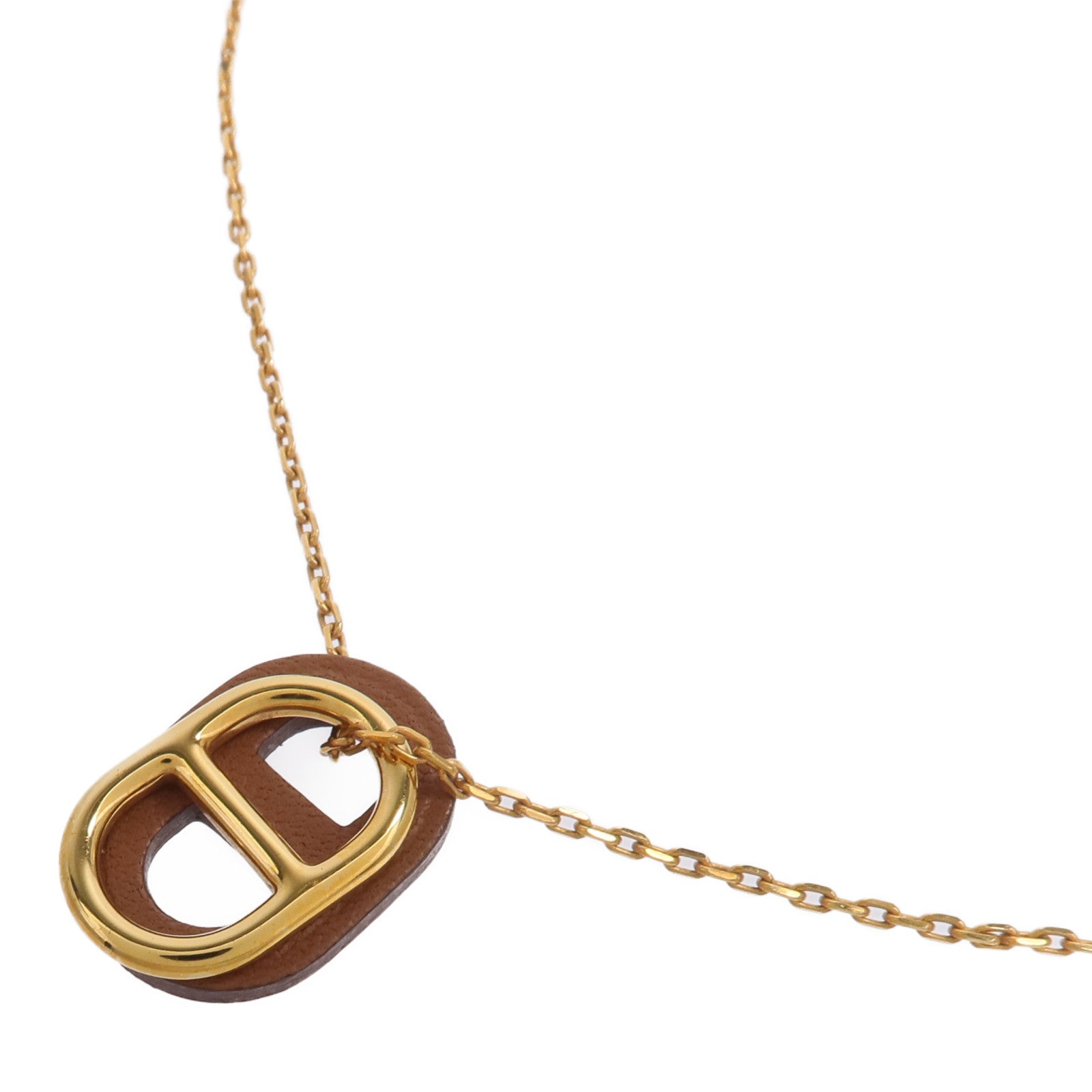 HERMES 金屬/Swift皮革O'Maillon Necklace項鍊Gold