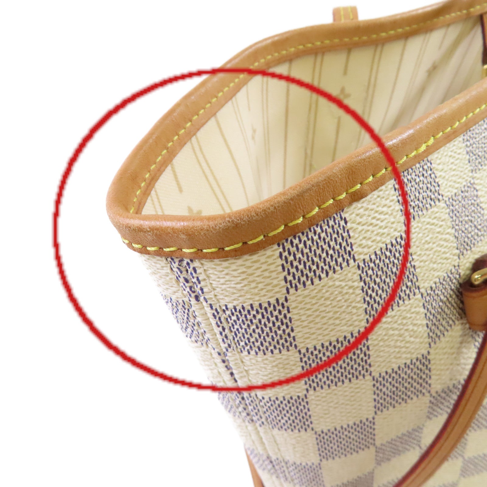 LOUIS VUITTON 【激減優惠】Damier Azur Neverfull MM Tote Bag金扣肩背袋米白色