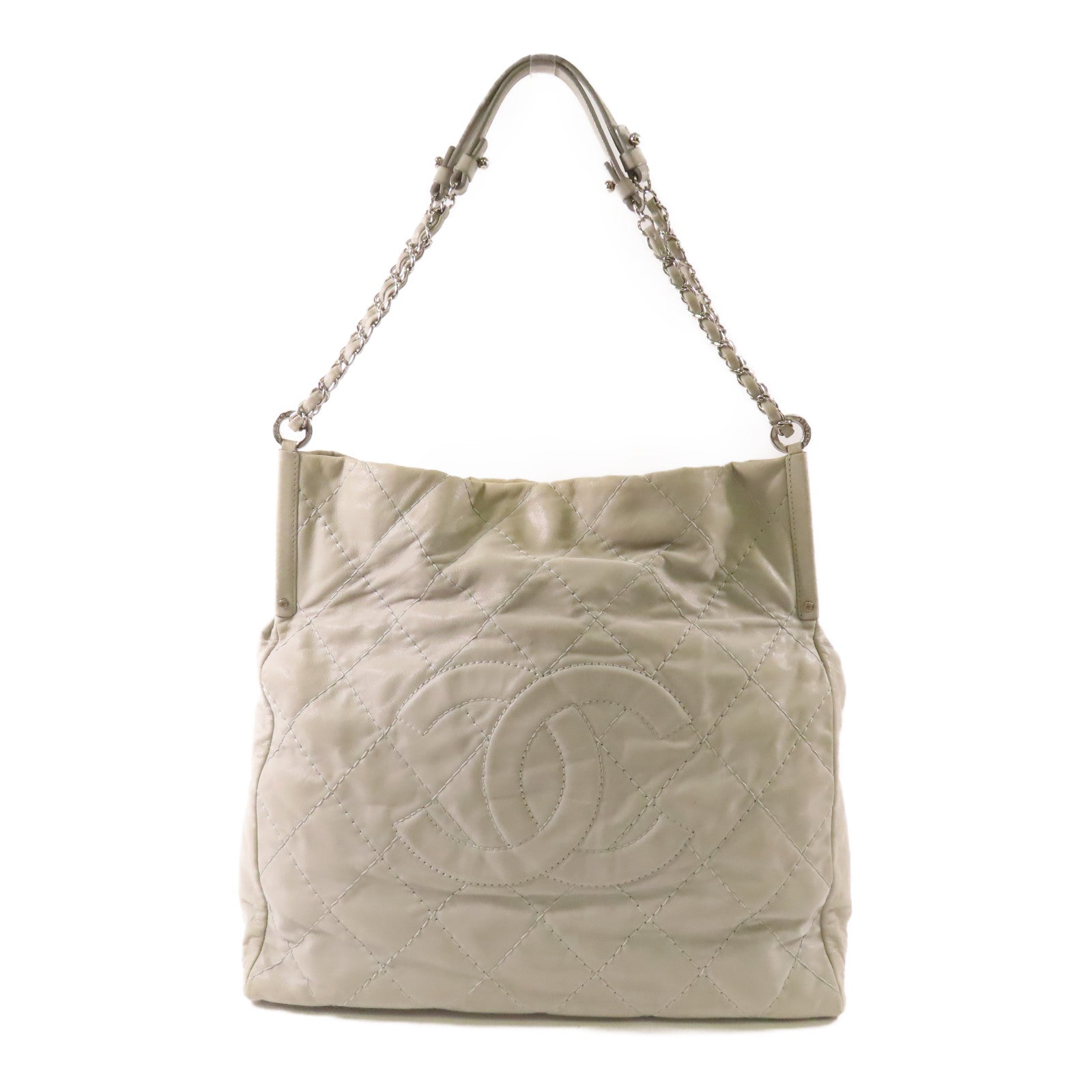 CHANEL 皮革Shoulder Bag銀扣鏈帶肩背袋