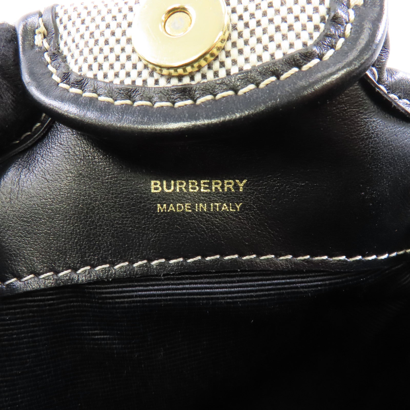 BURBERRY 帆布Drawstring Shoulder金扣手挽肩背兩用袋黑色