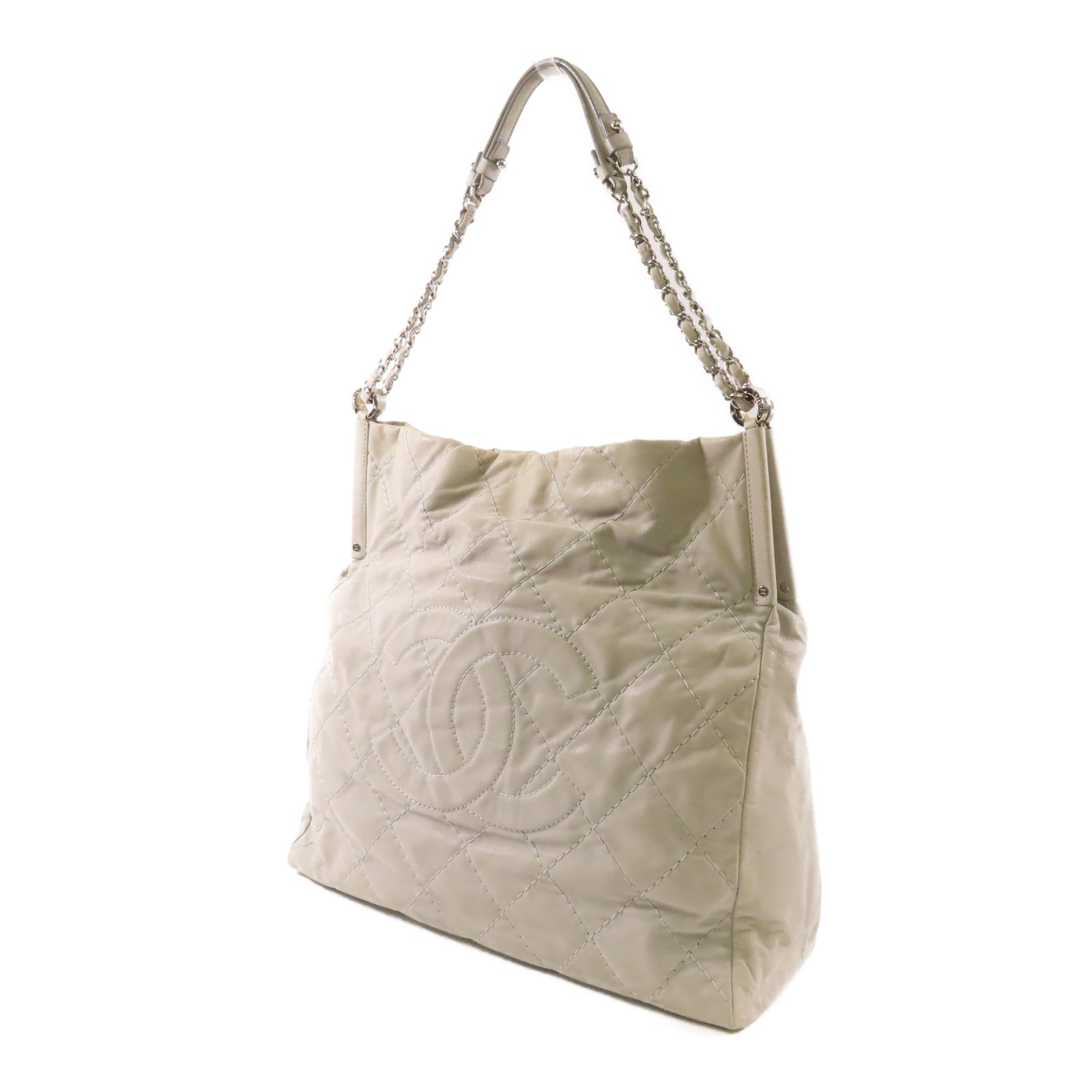 CHANEL 皮革Shoulder Bag銀扣鏈帶肩背袋