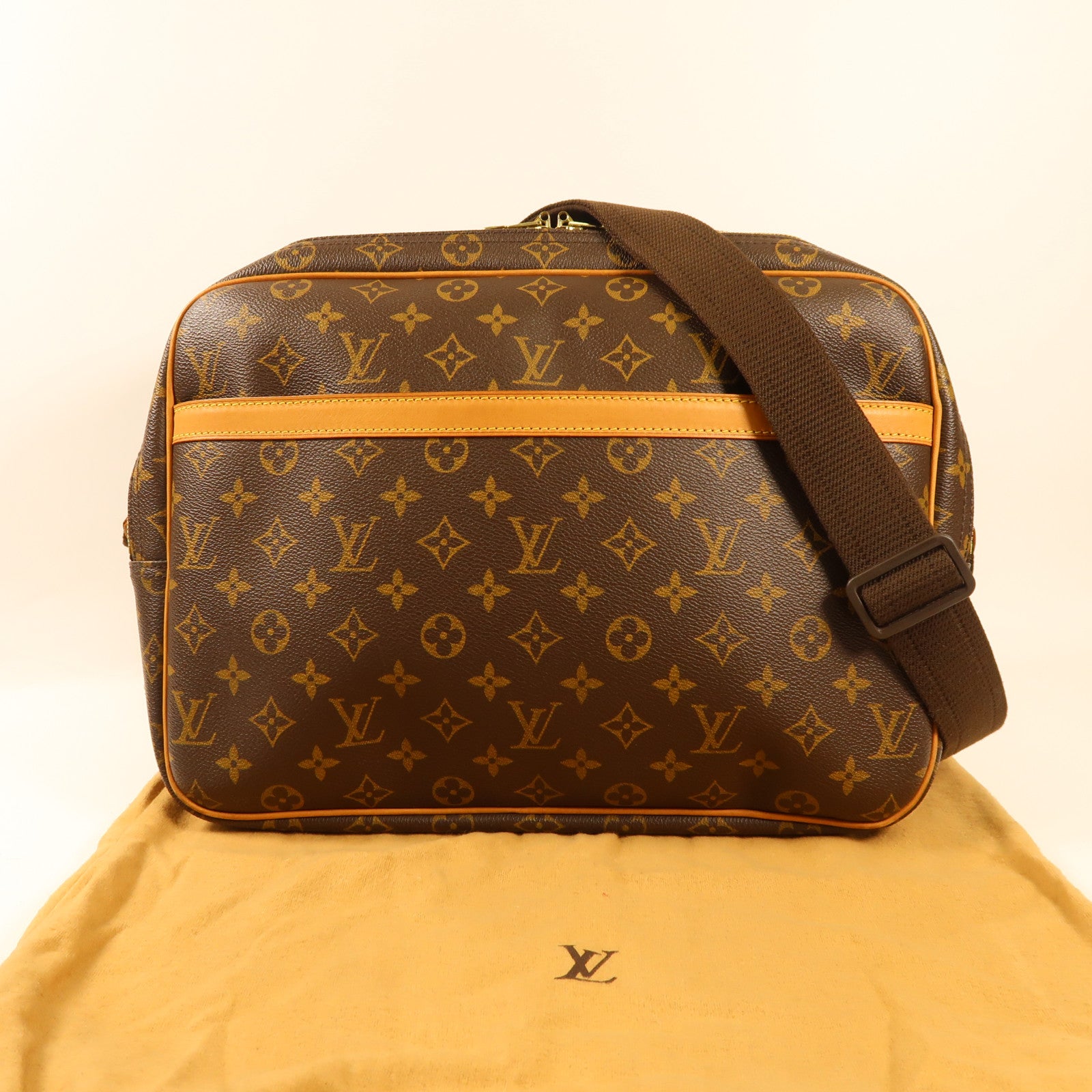 LOUIS VUITTON Monogram Reporter GM金扣肩背袋