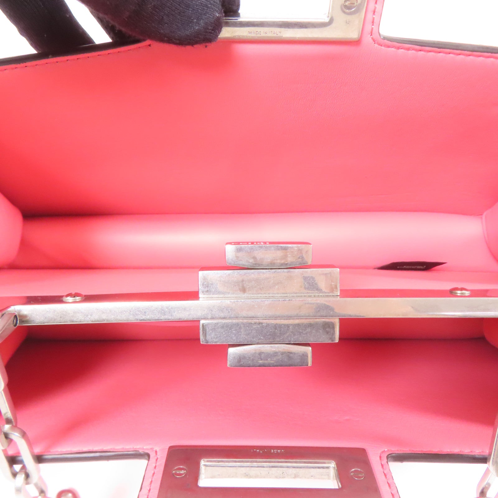 FENDI SHW Peekaboo Cut Shoulder Bag Leather Pink