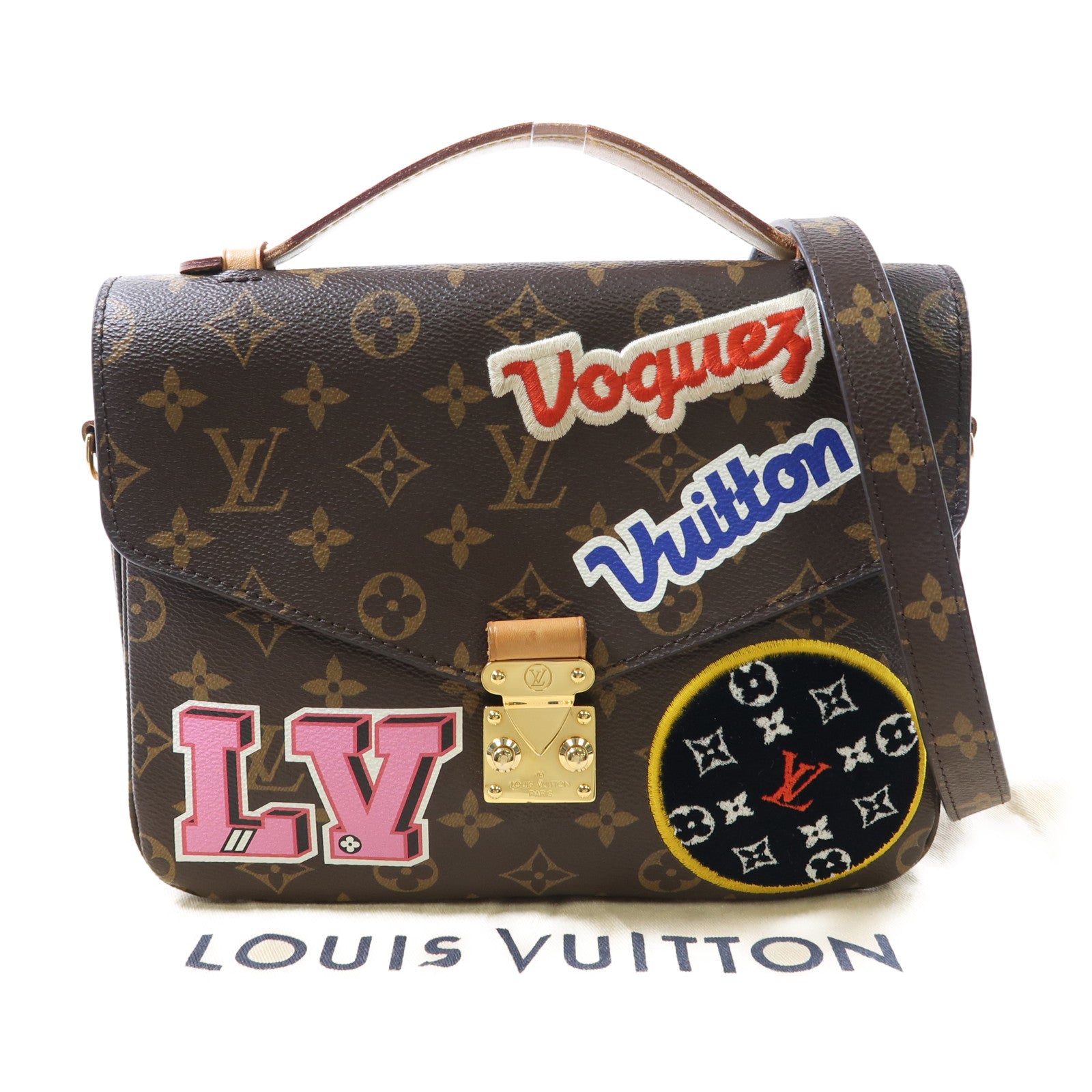 LOUIS VUITTON Monogram Patches Pochette Metis金扣手挽肩背兩用袋啡色