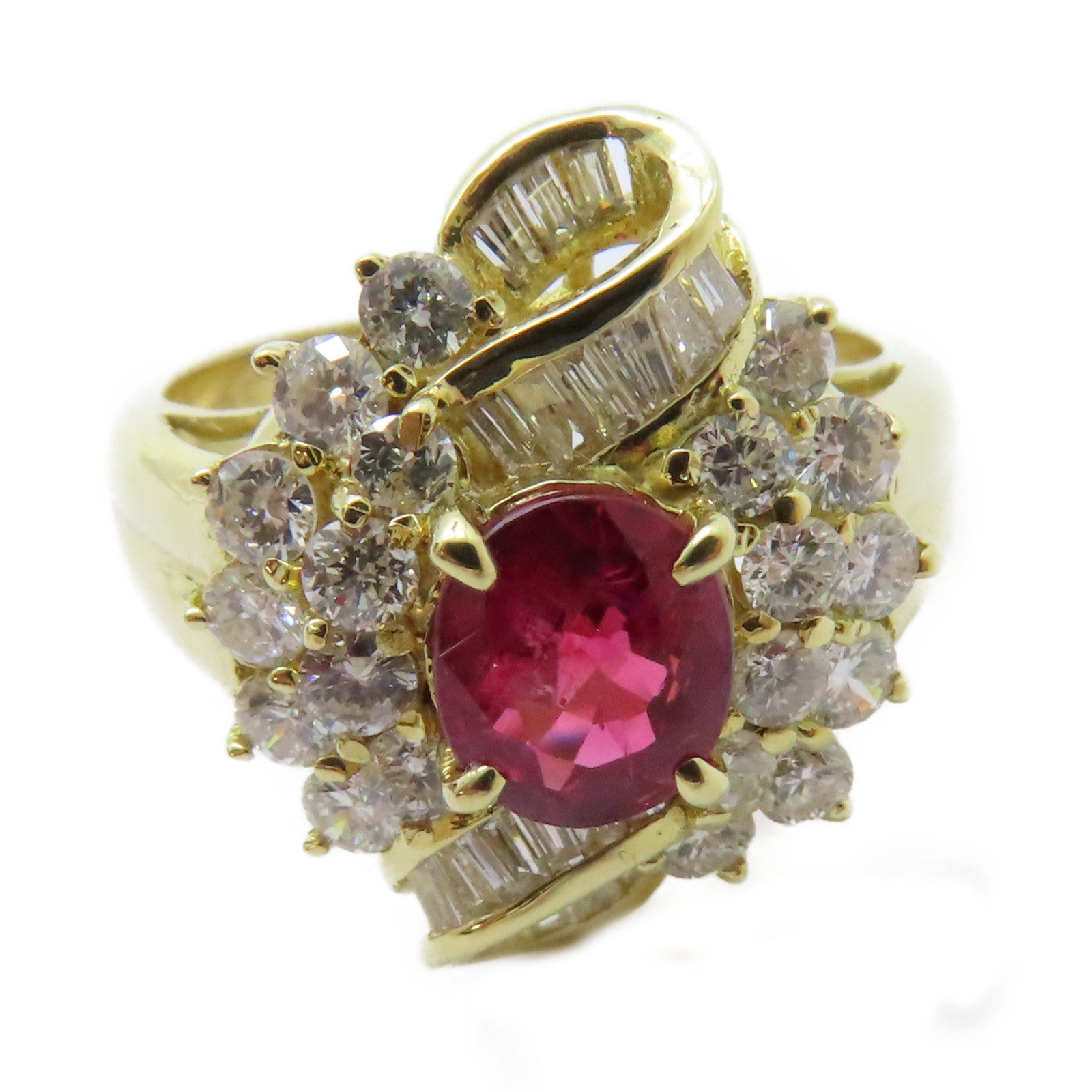 JEWELRY 18K黃金/1.15ct紅寶石/1.05ct鑽石Ruby Ring戒指US#6.25