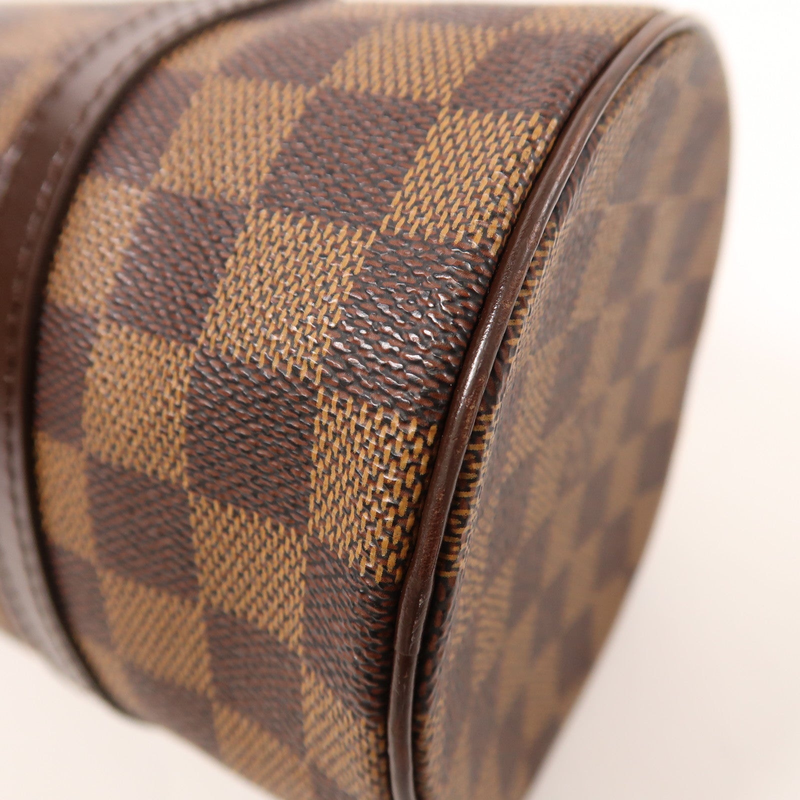 LOUIS VUITTON Damier Papillon PM金扣手挽袋棕色
