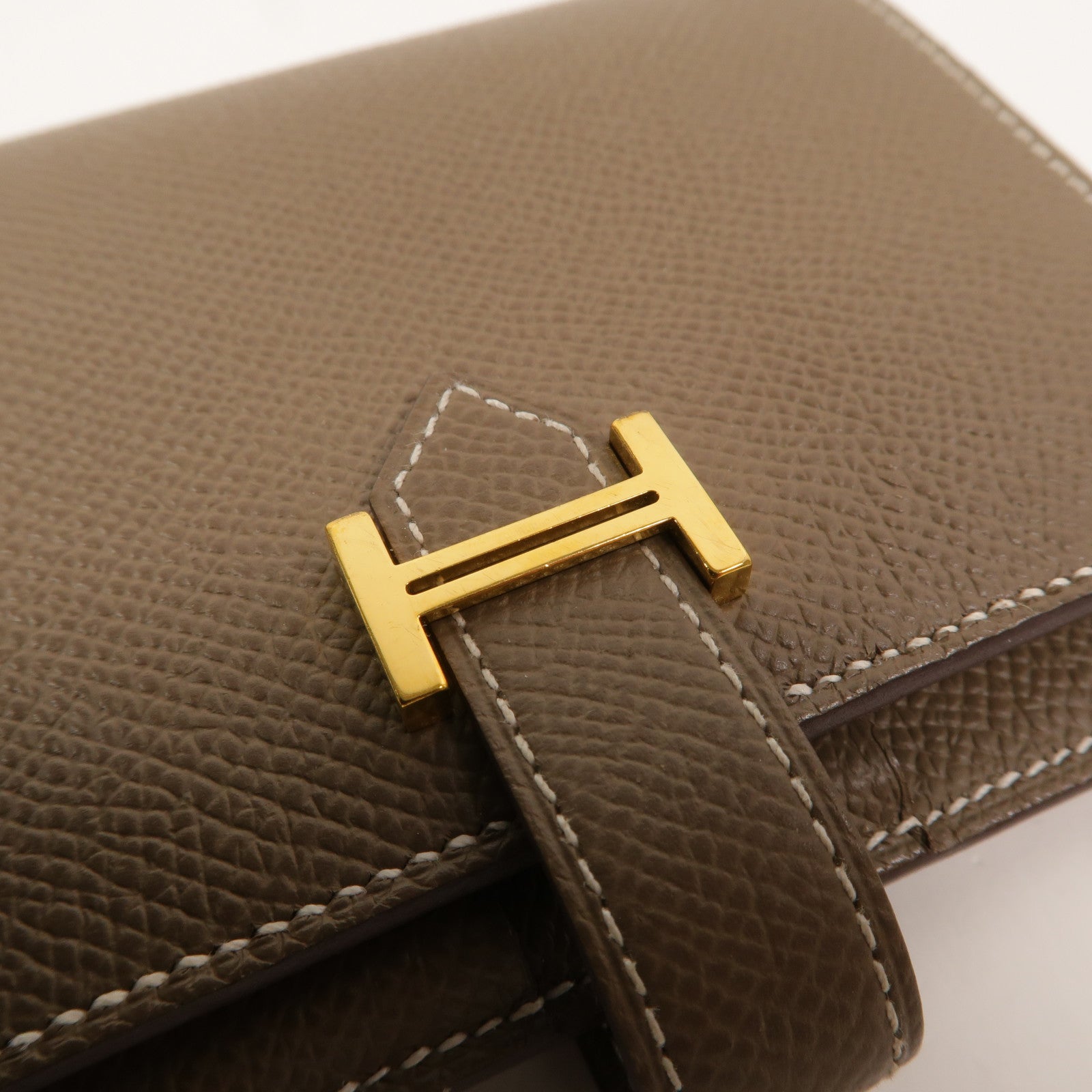 HERMES Epsom皮革Bearn Compact Wallet錢包Etoupe