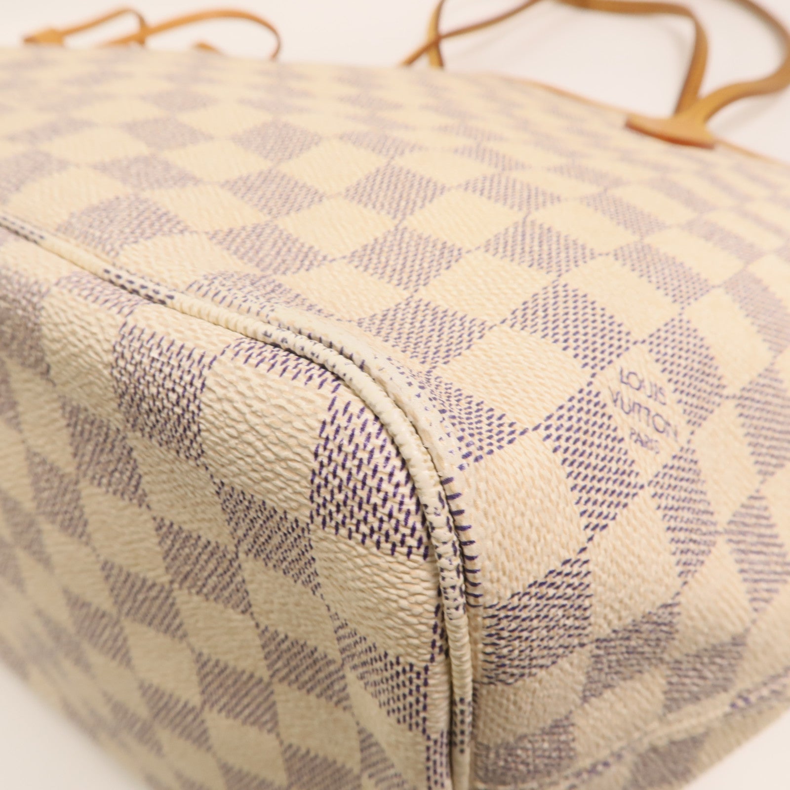 LOUIS VUITTON Damier Azur Neverfull MM金扣手挽袋