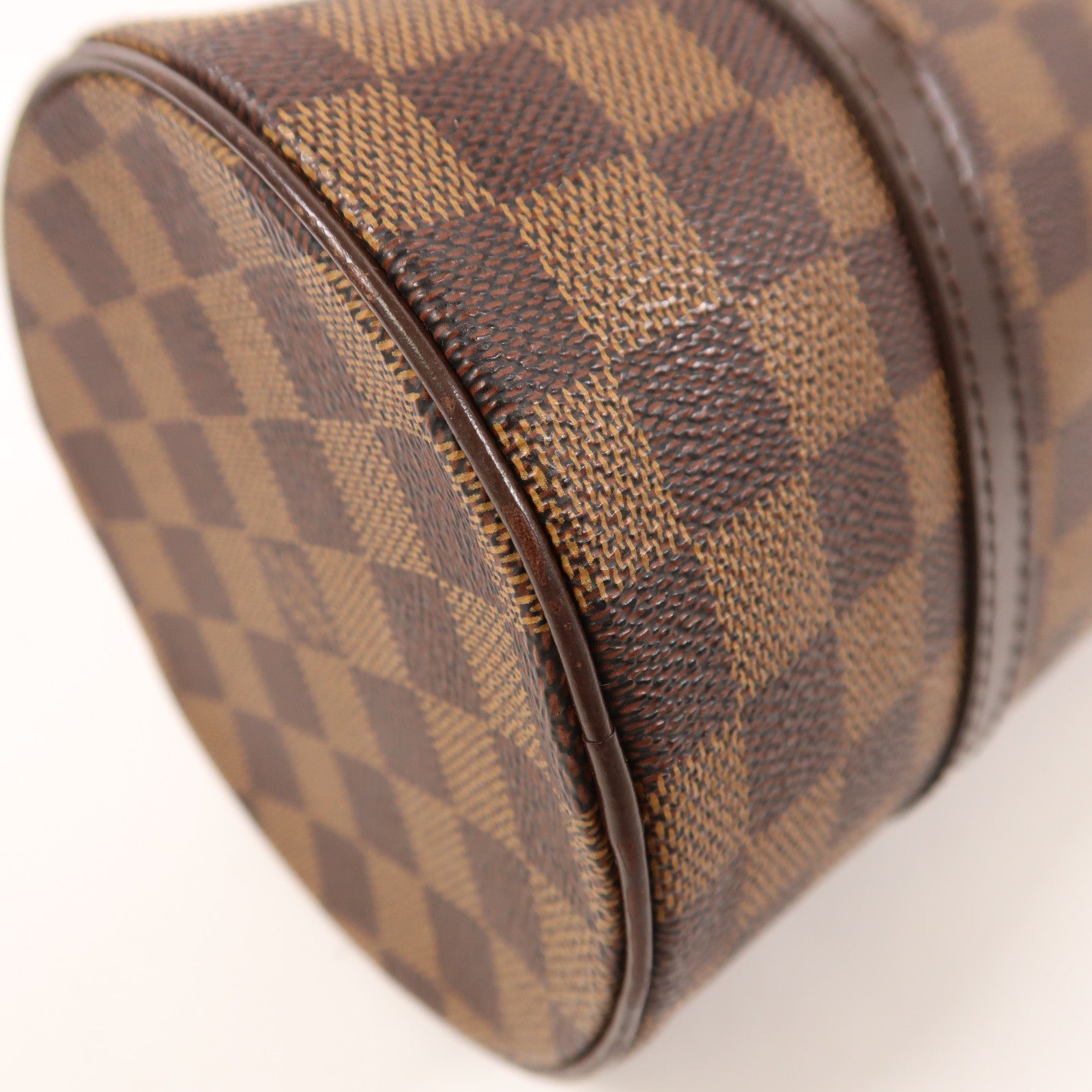 LOUIS VUITTON Damier Papillon PM金扣手挽袋棕色