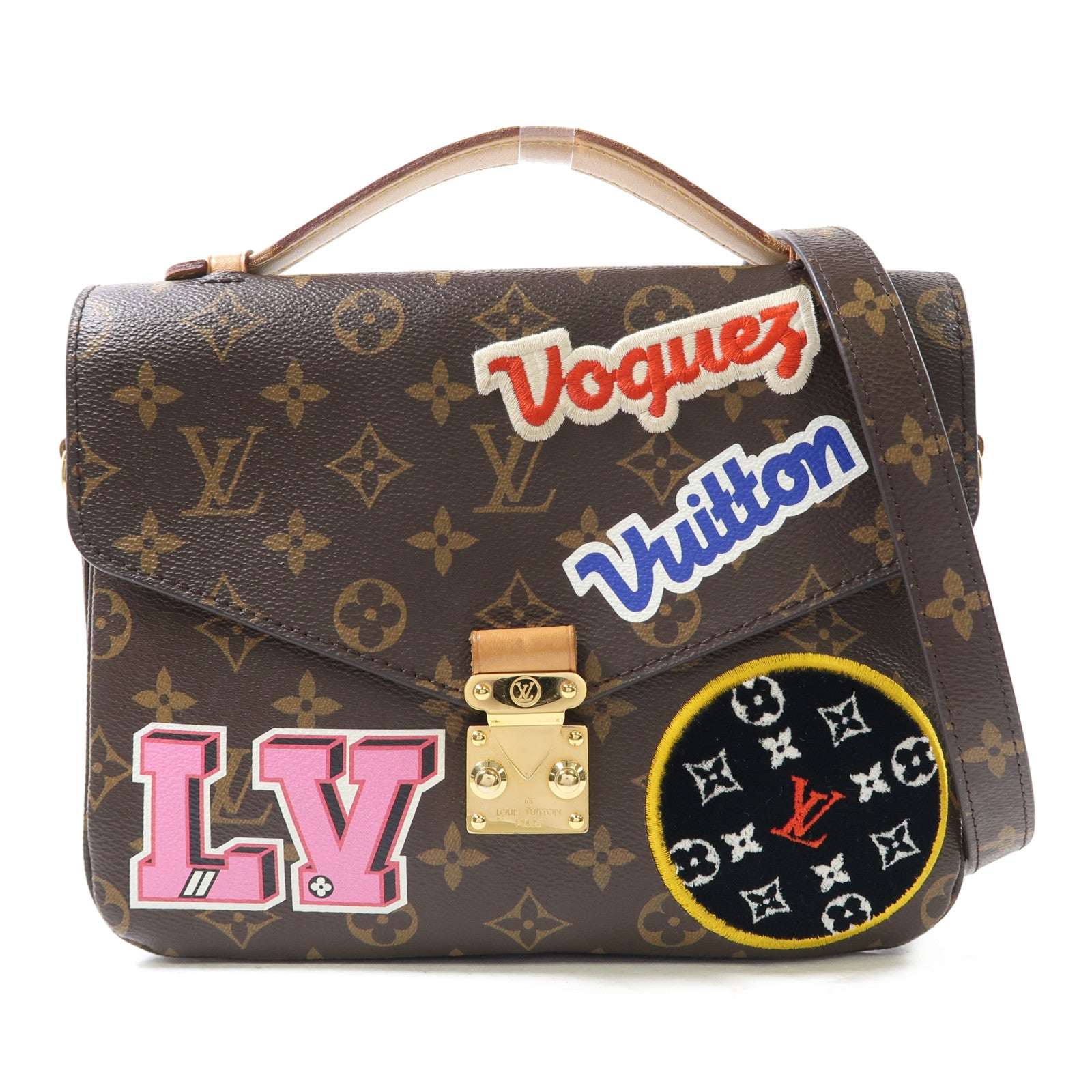 LOUIS VUITTON Monogram Patches Pochette Metis金扣手挽肩背兩用袋啡色