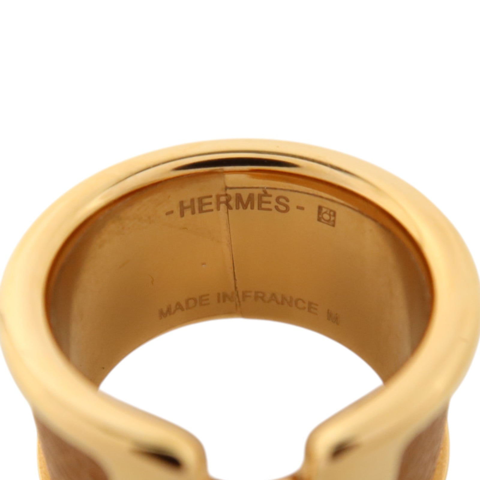 HERMES Madame皮革/金屬Olympe Ring Large戒指Hermes#M/US#6.5Gold