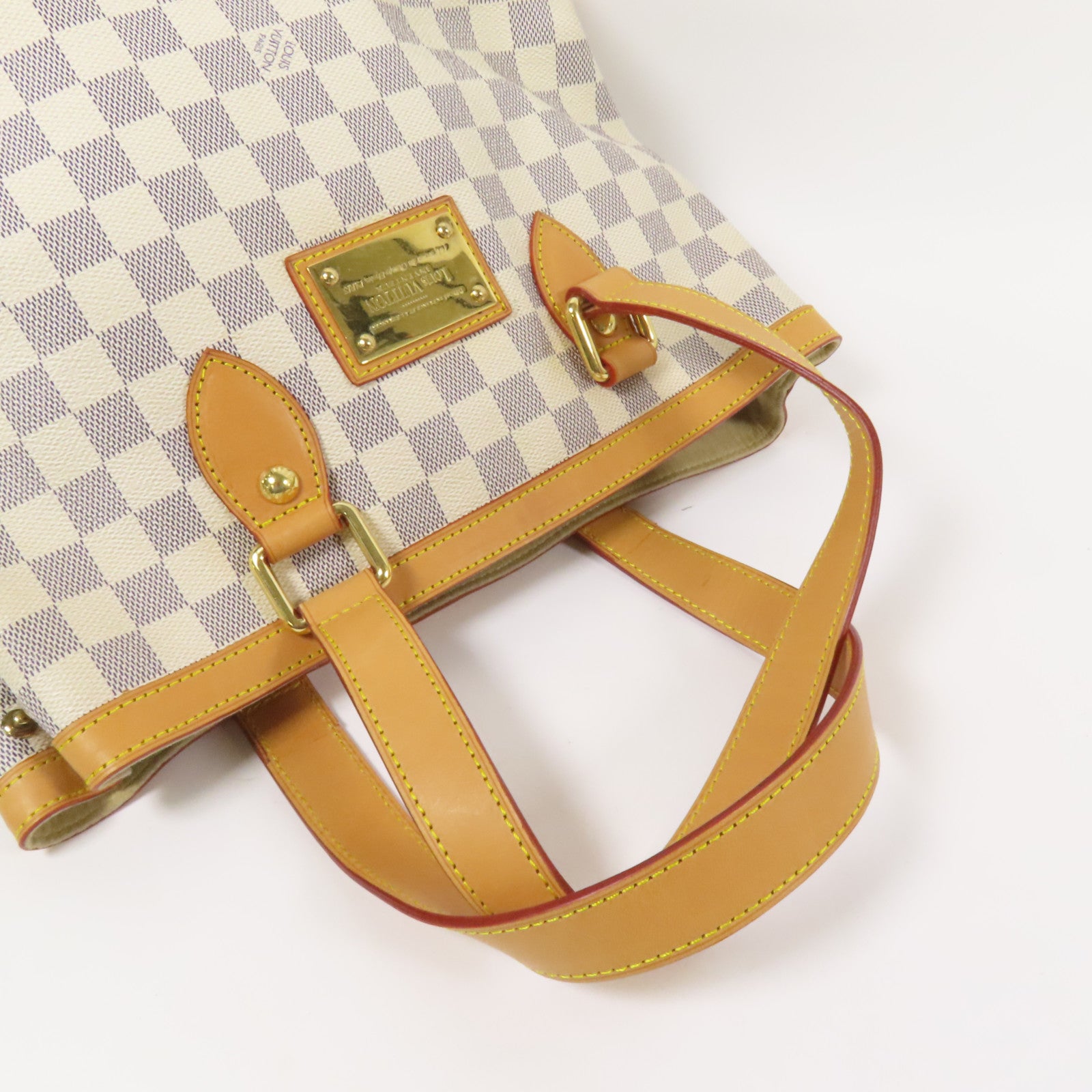 LOUIS VUITTON Damier Azur Hampstead PM金扣手挽袋