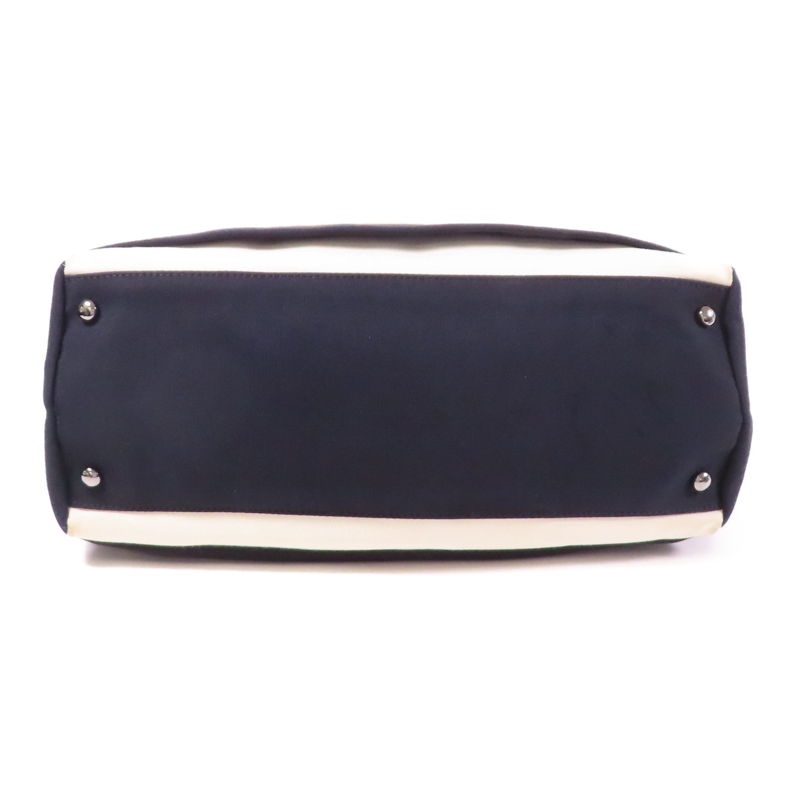 CHANEL CC SHW Chain Shoulder Tote Bag Nylon Black White