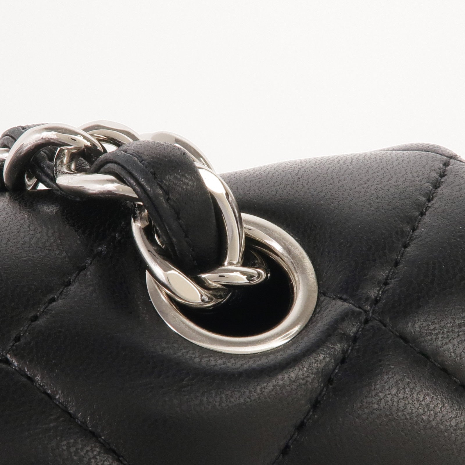 CHANEL 羊皮皮革Maxi Classic銀扣鏈帶肩背袋