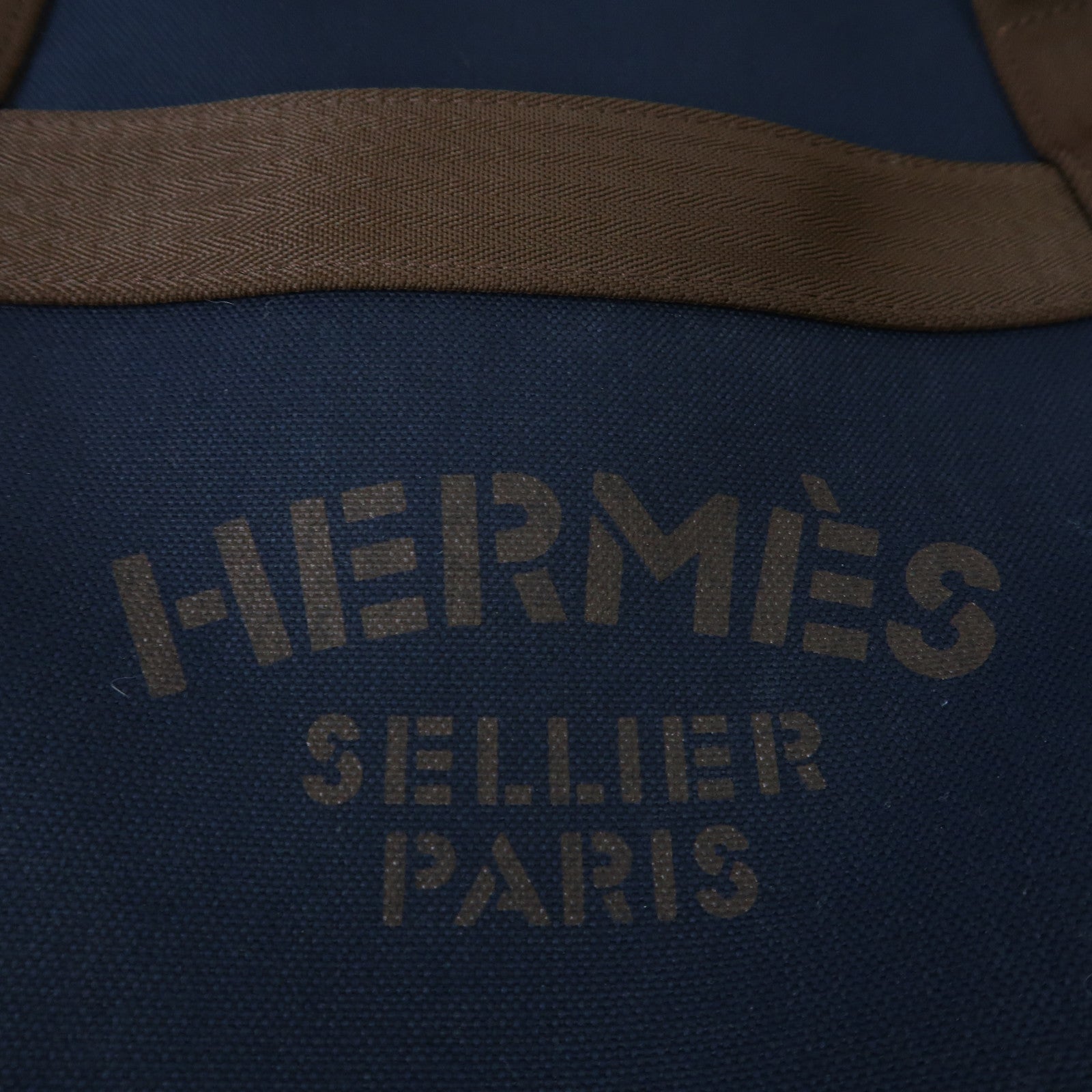 HERMES 帆布The Grooming Bag銀扣手挽肩背兩用袋藍色/火焰橘色