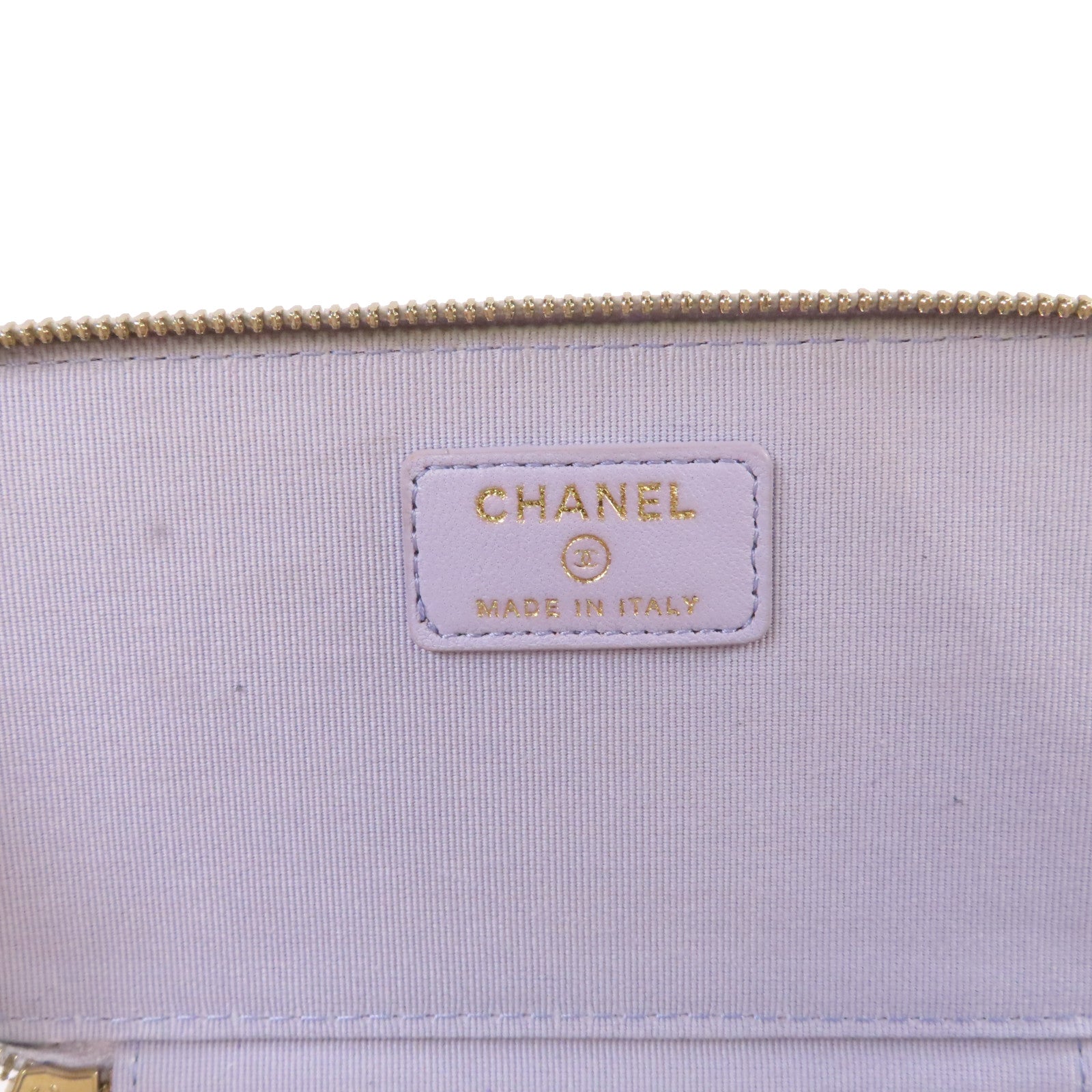 CHANEL 菱格羊皮皮革Vanity Case Shoulder Bag金扣鏈帶手挽肩背兩用袋紫色