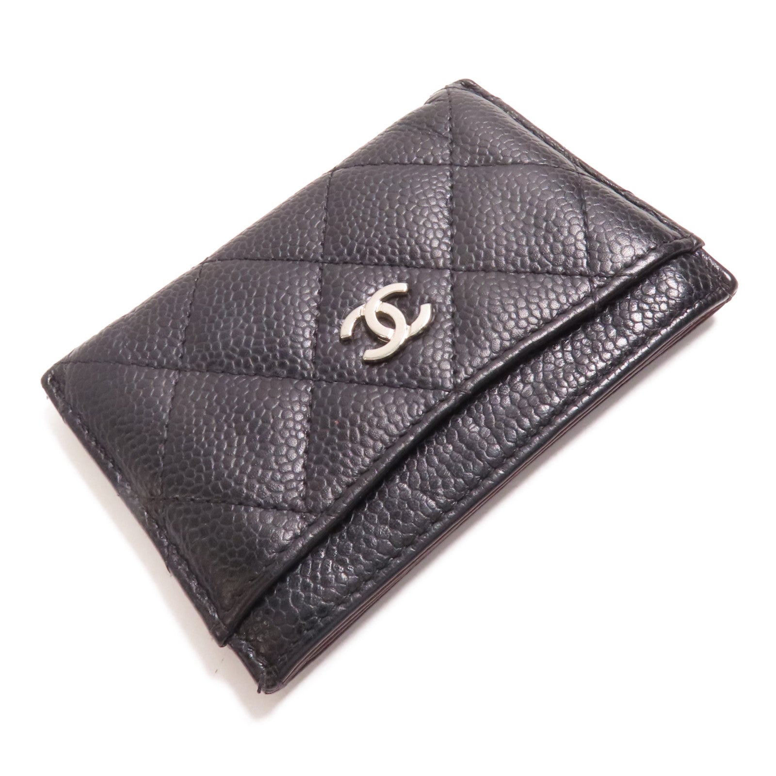 CHANEL 牛皮皮革Card Case銀扣卡片套