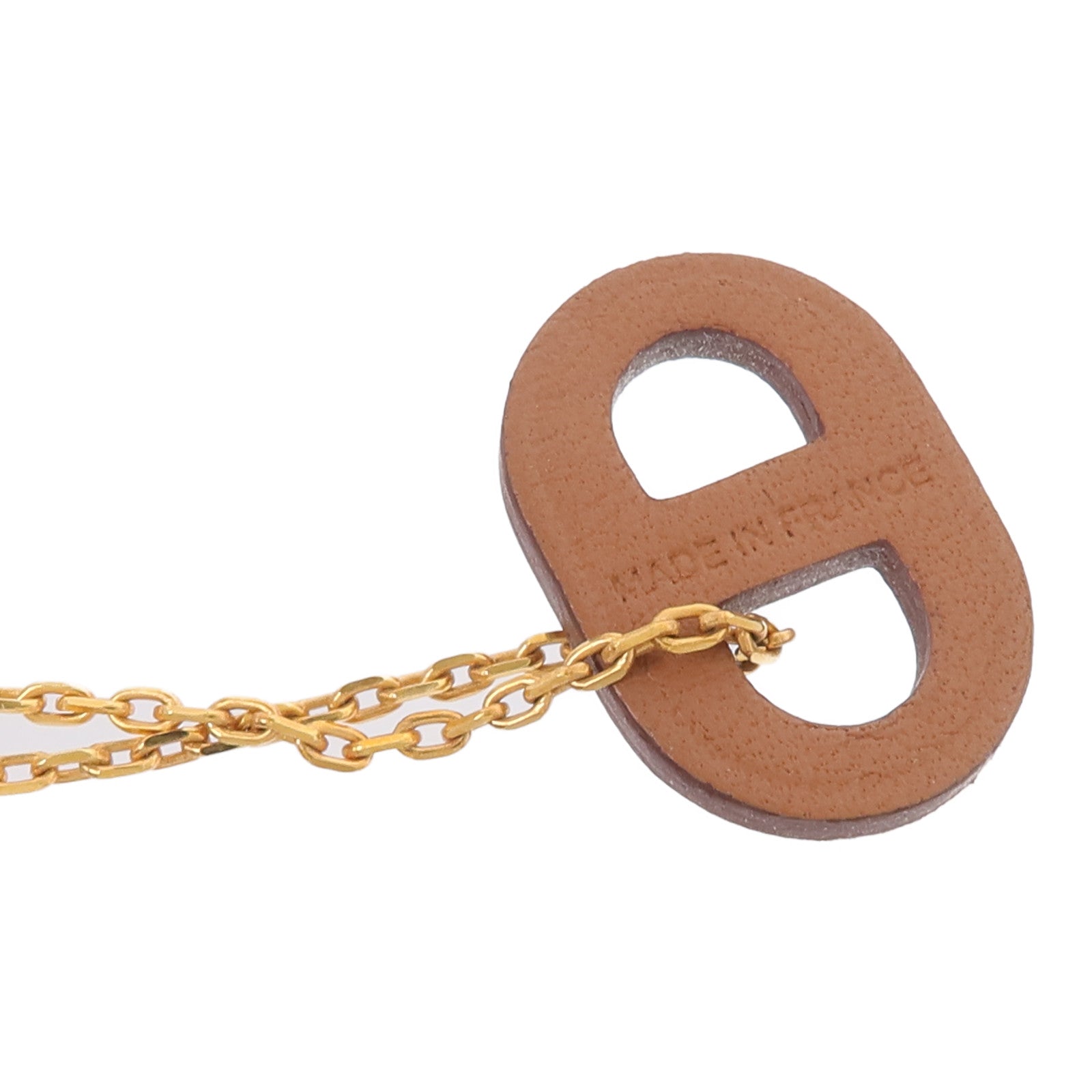 HERMES 金屬/Swift皮革O'Maillon Necklace項鍊Gold