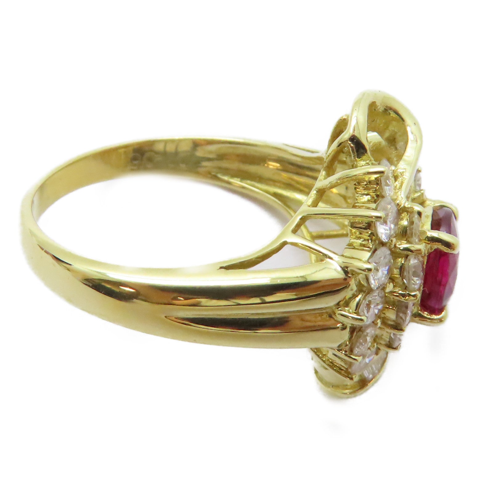 JEWELRY 18K黃金/1.15ct紅寶石/1.05ct鑽石Ruby Ring戒指US#6.25