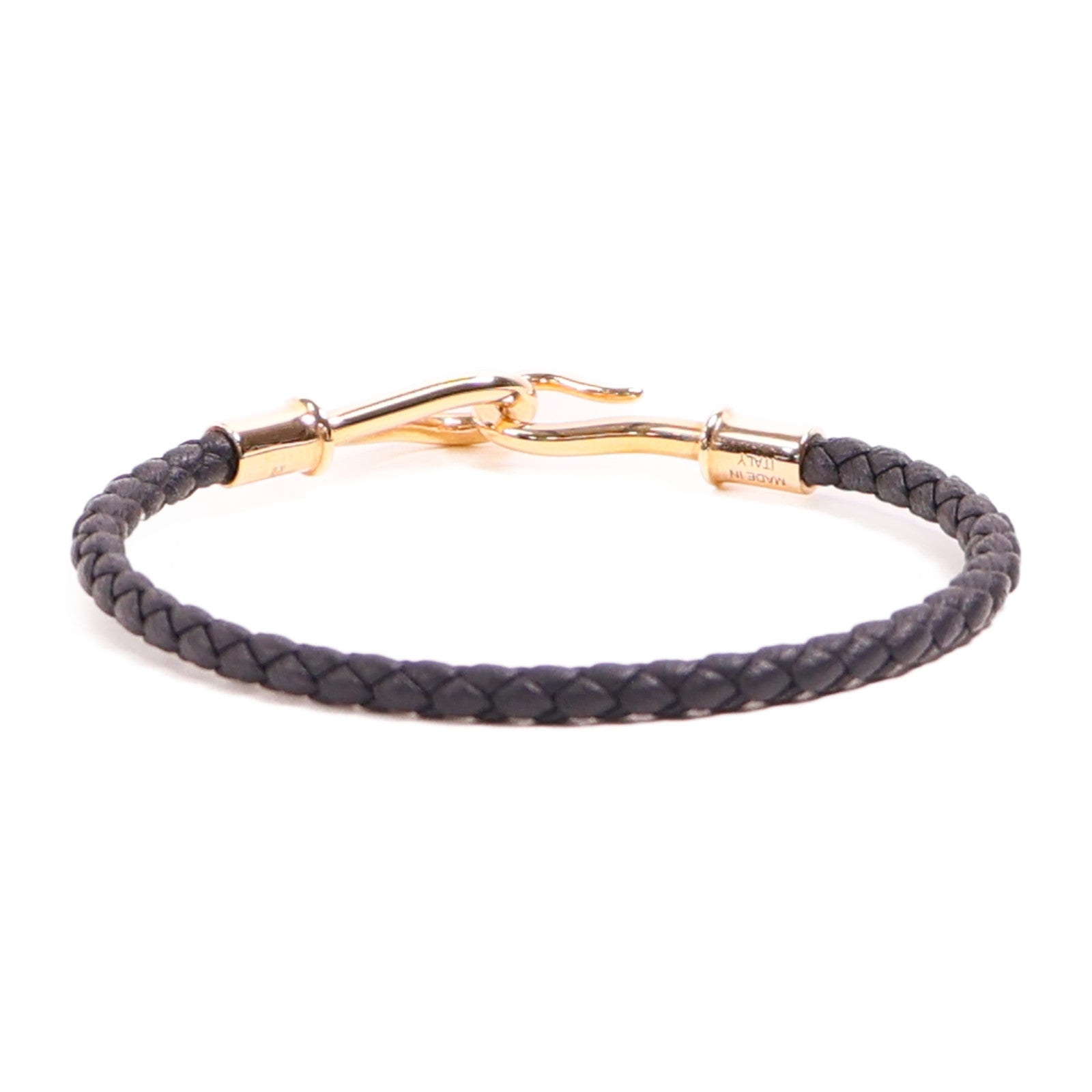 HERMES Swift皮革Jumbo H Bracelet金扣手鐲Noir