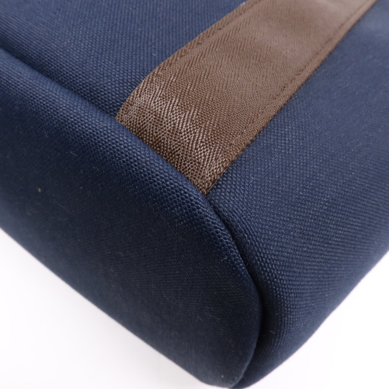 HERMES 【激減優惠】帆布Sac De Pansage Groom銀扣手挽肩背兩用袋Bleu Indigo/Feu