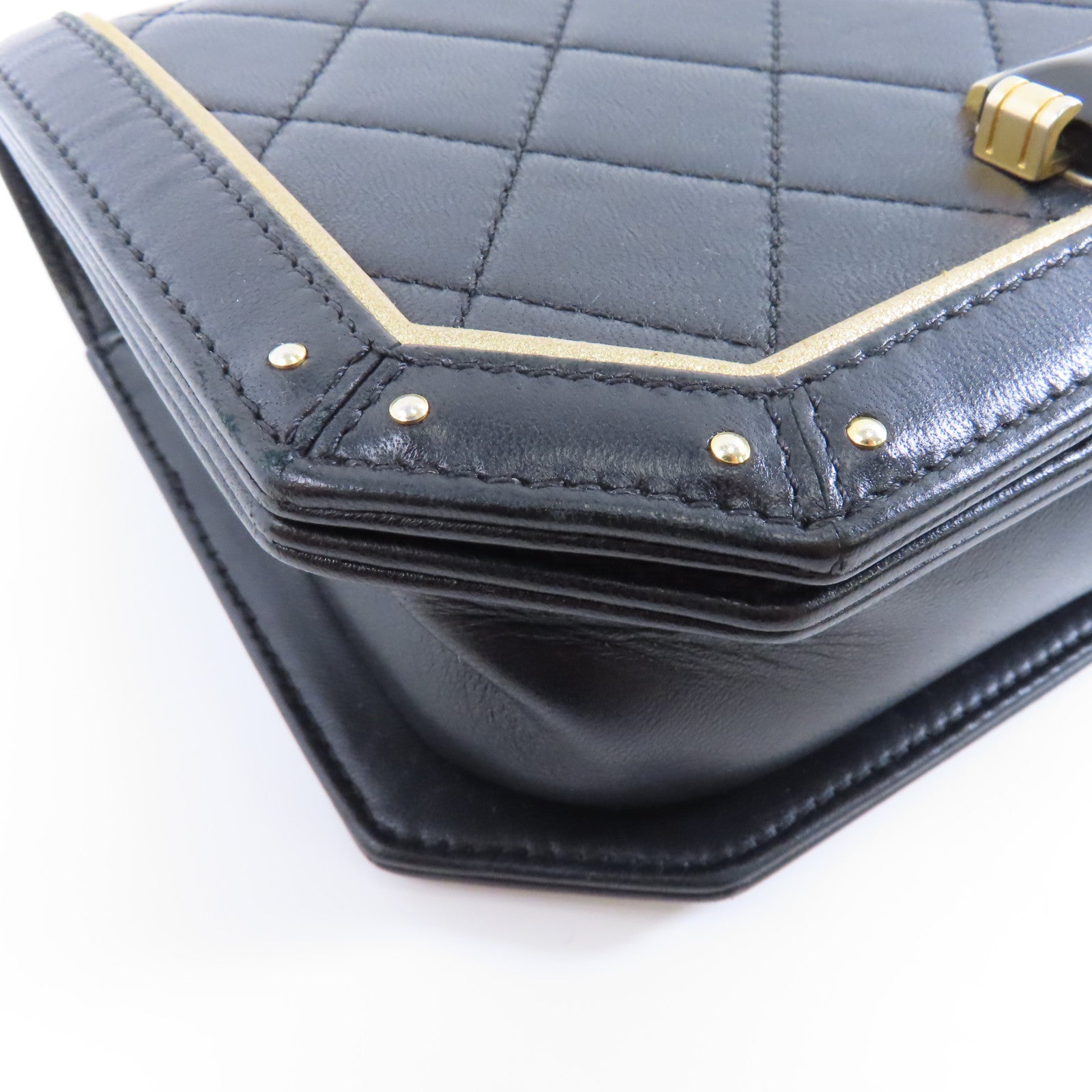 CHANEL 【激減優惠】菱格羊皮皮革Chain Shoulder Bag金扣鏈帶肩背袋黑色