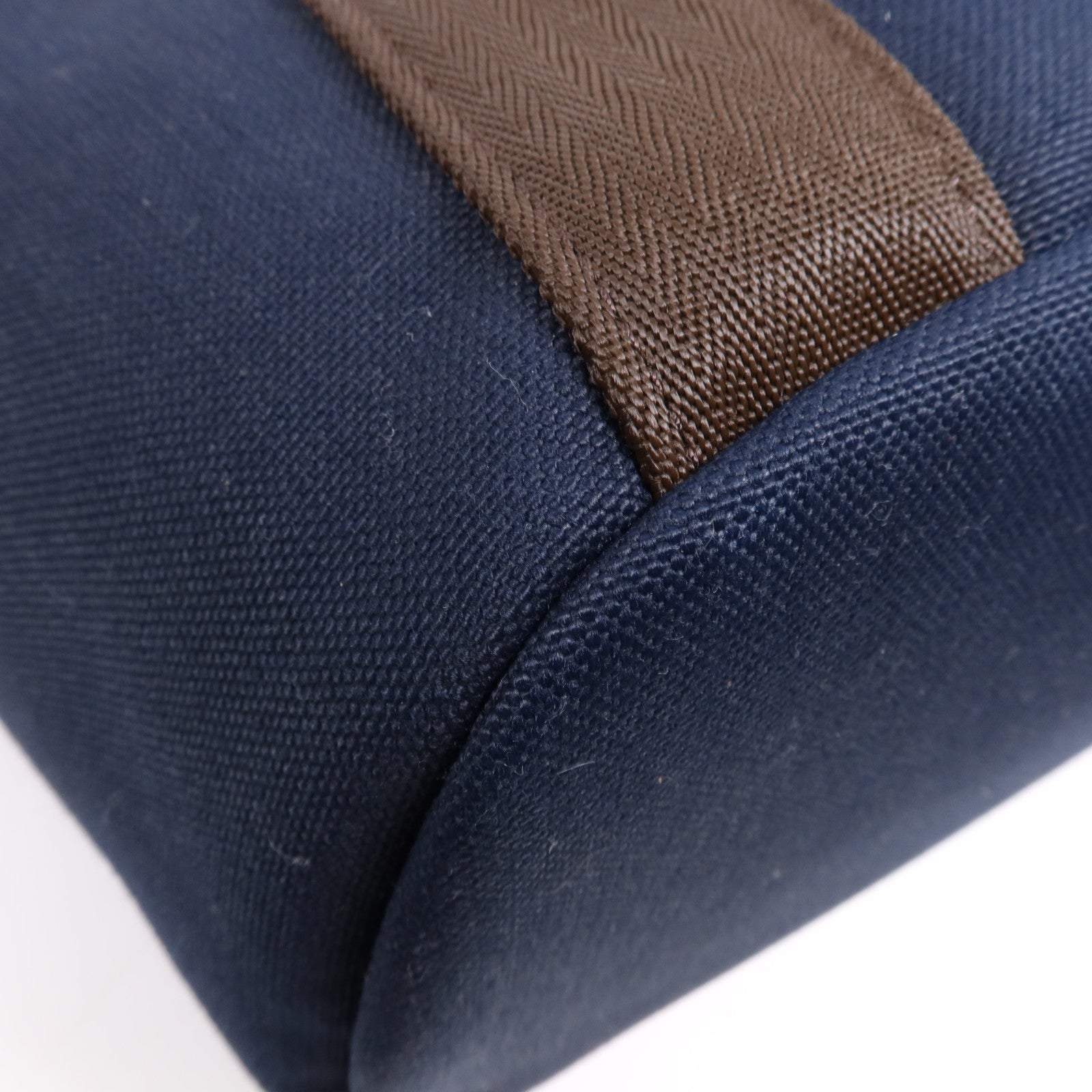 HERMES 【激減優惠】帆布Sac De Pansage Groom銀扣手挽肩背兩用袋Bleu Indigo/Feu