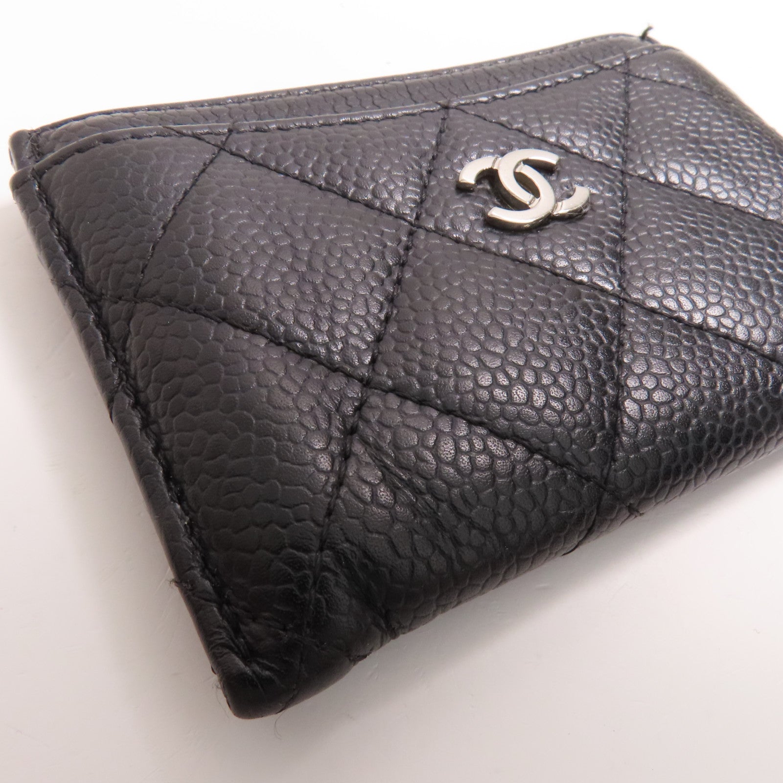 CHANEL 牛皮皮革Card Case銀扣卡片套