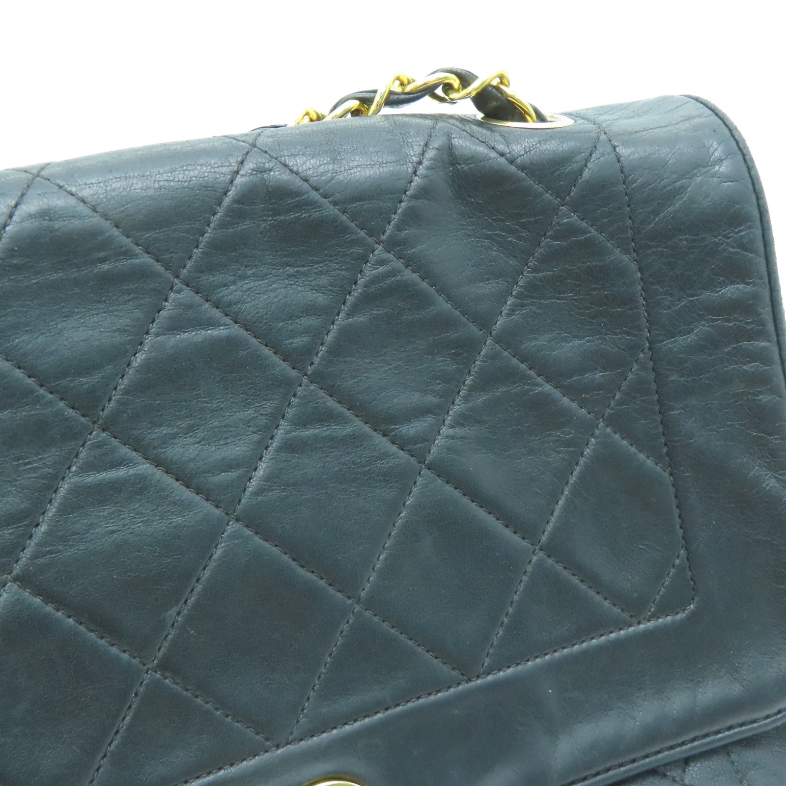 CHANEL 菱格羊皮皮革Chain Shoulder金扣肩背袋黑色