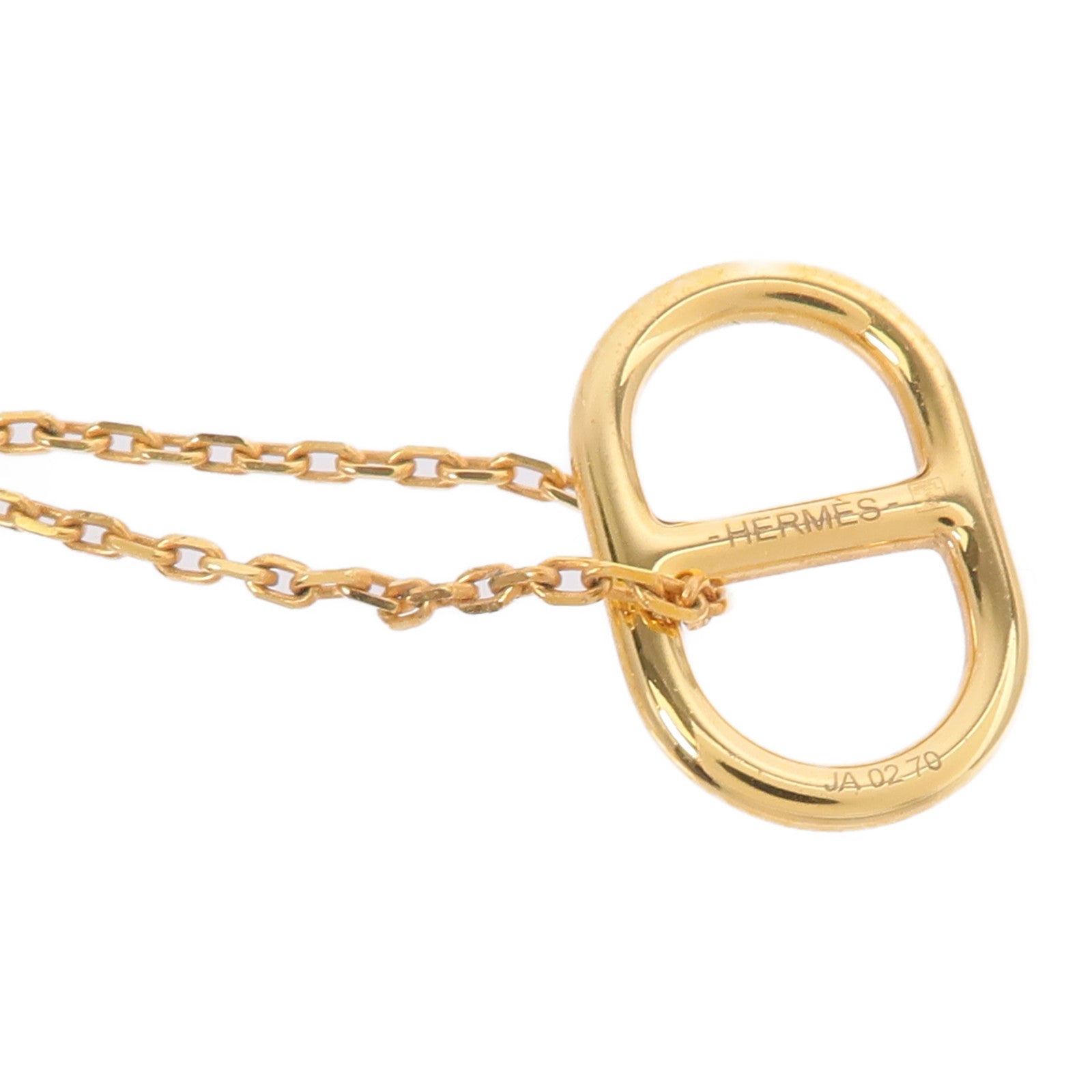 HERMES 金屬/Swift皮革O'Maillon Necklace項鍊Gold